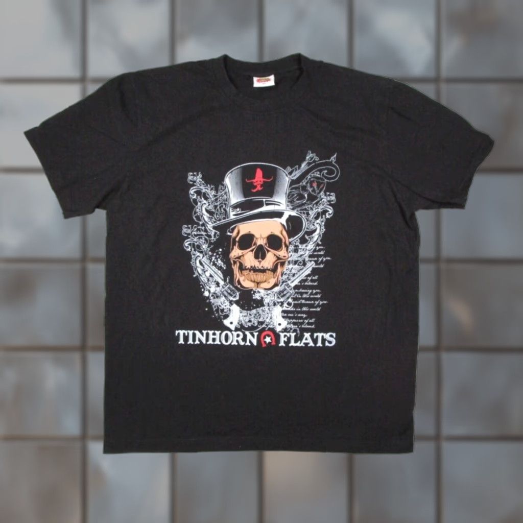 Vintage Anoogo Moda Tinhorn Flats Mens Short Sleeve Crew Neck Graphic Tee Black Cotton 2XL XXL Size US L / EU 52-54 / 3 - 1 Thumbnail
