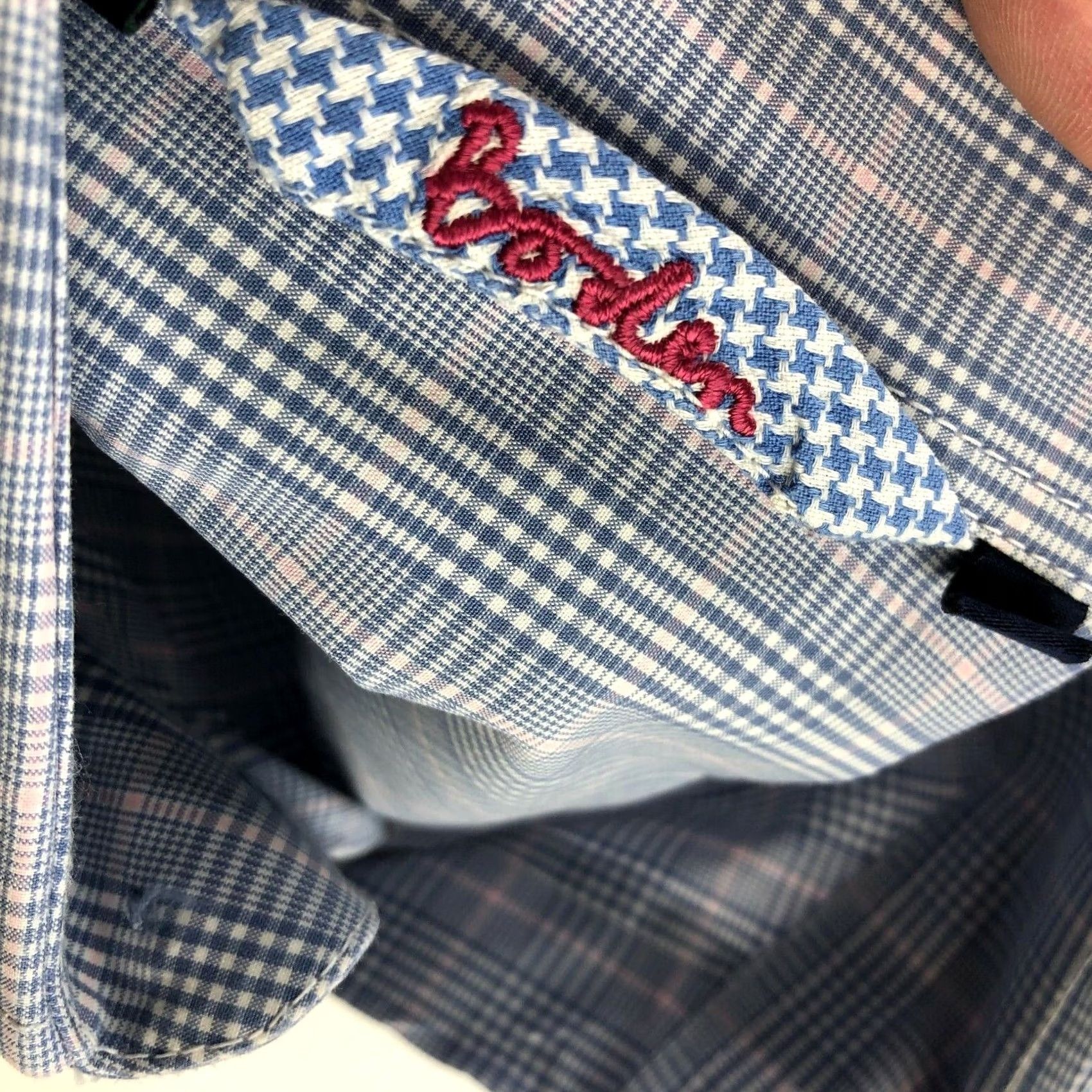 Boden Boden 16/35 .5 Button Front Long Sleeve Dress Shirt Blue Men’s EUC Check Size 42R - 6 Thumbnail