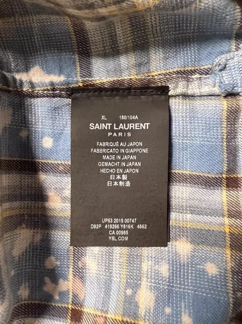Saint Laurent Paris Saint Laurent Paris Grid damaged shirt-2506 Size US XL / EU 56 / 4 - 5 Thumbnail