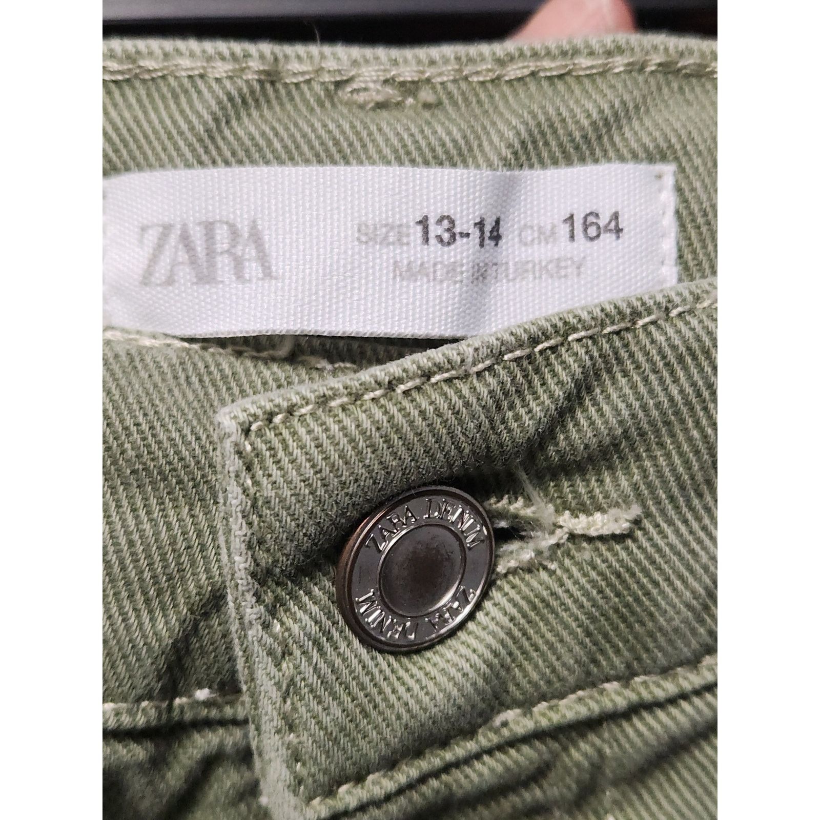 Zara Zara Mini Skirt Kids 13-14 NWOT Olive/Green Denim Size 36" / US 14 / IT 50 - 5 Thumbnail