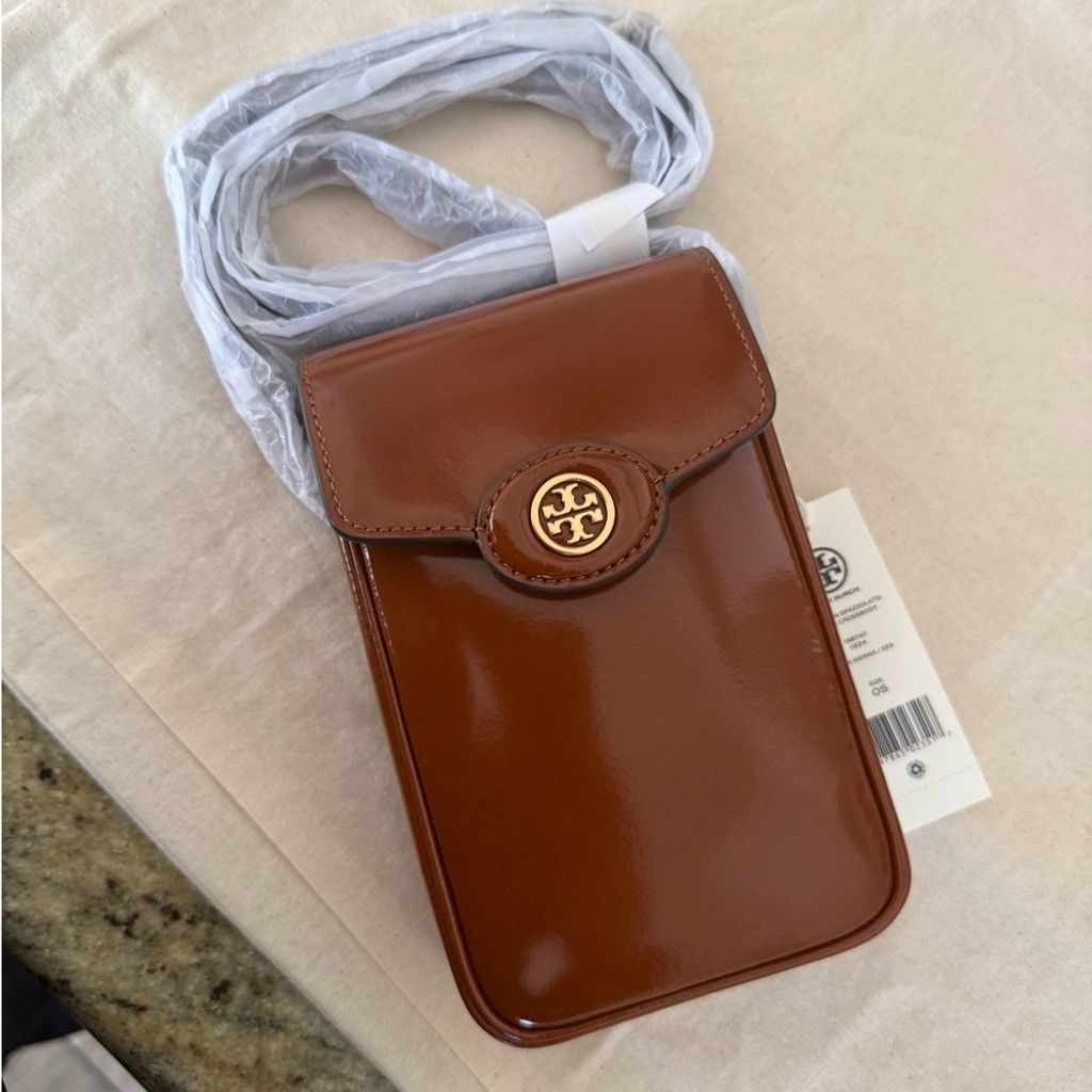 Tory Burch NEW Tory Burch Robinson Spazzolato Phone Crossbody - Leather Size ONE SIZE - 4 Thumbnail