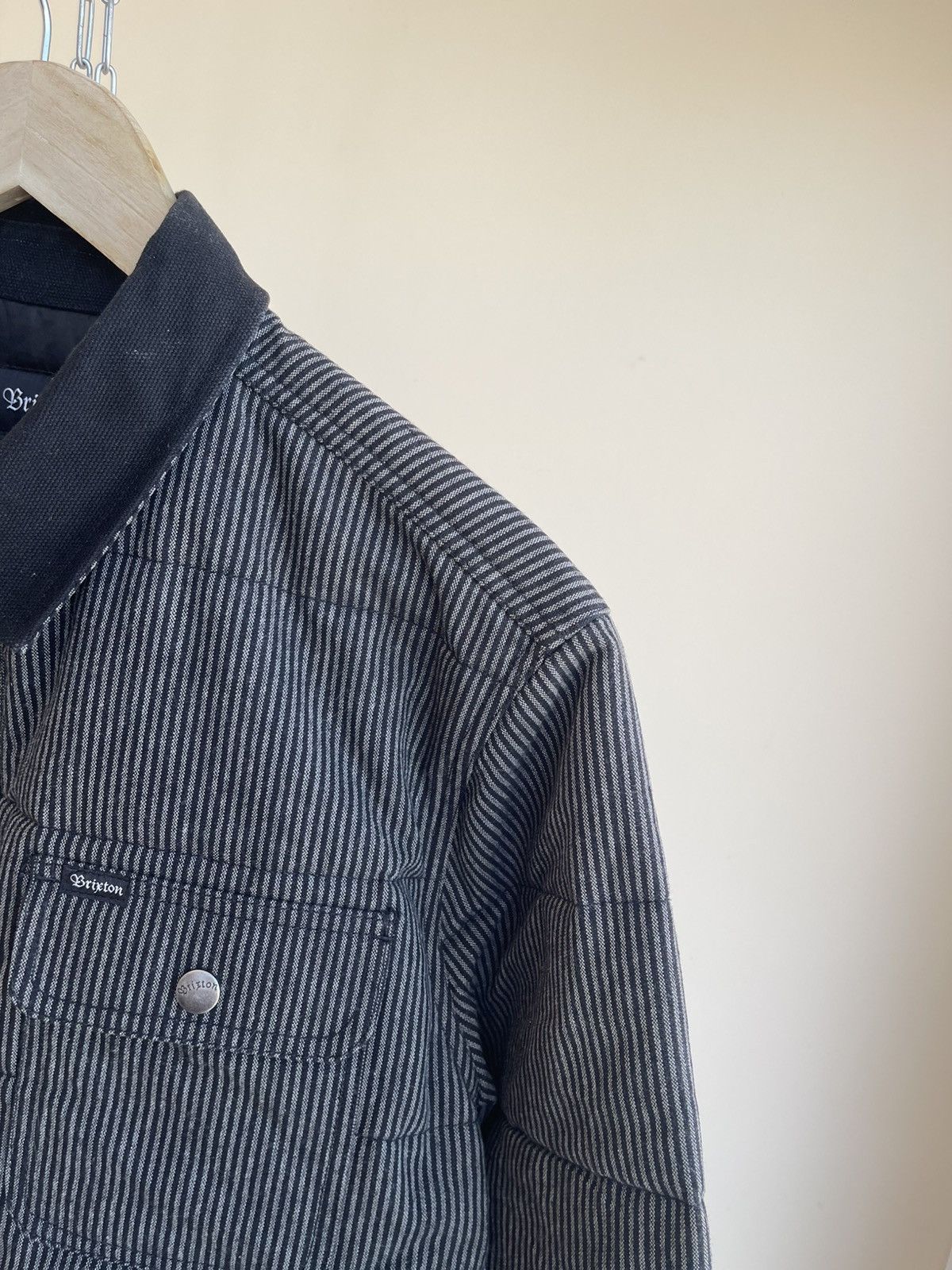 Brixton Brixton Cass Canvas Collar Striped Quilted Jacket Black Grey Size US M / EU 48-50 / 2 - 17 Thumbnail