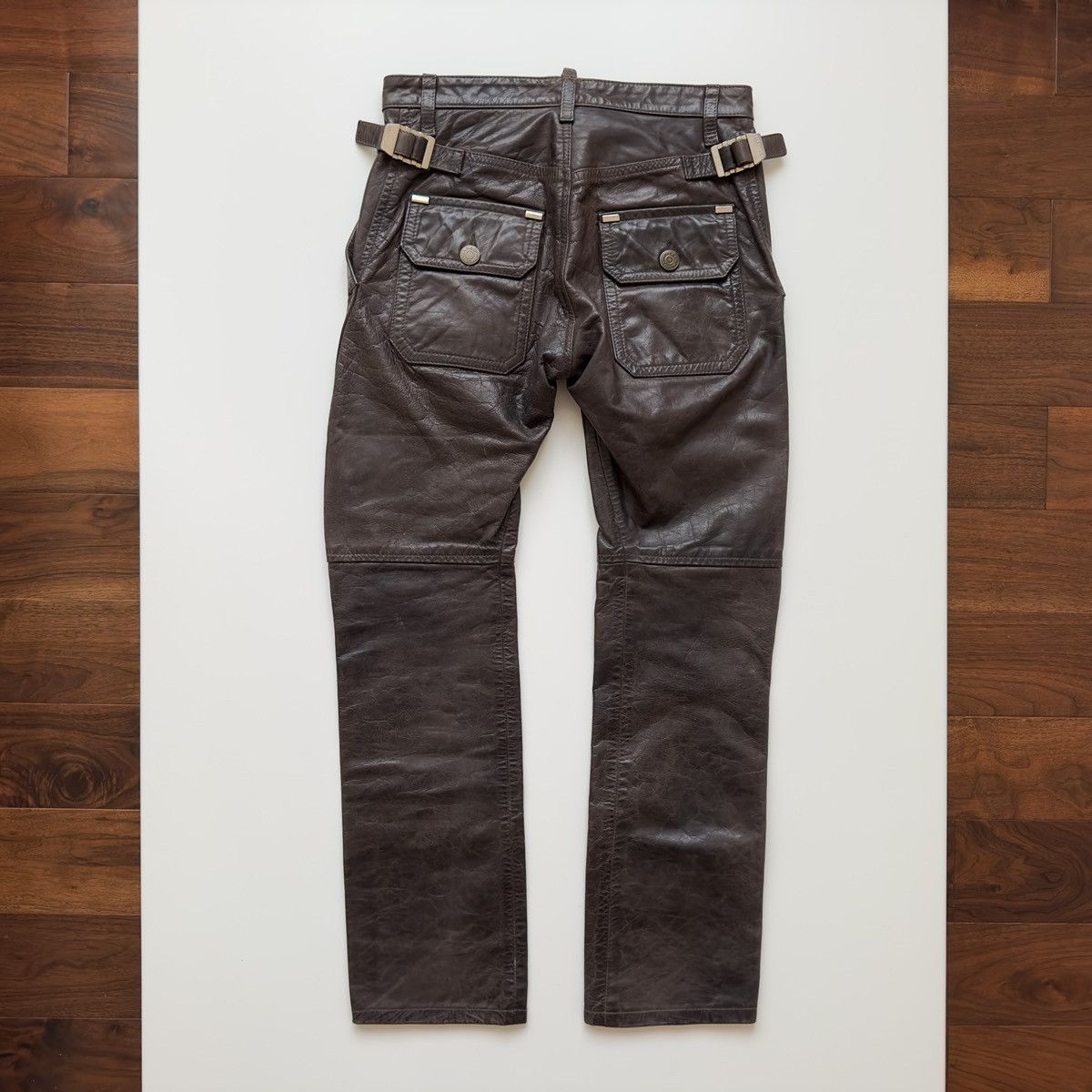 Dsquared2 F/W 2005 Dsquared2 Leather Biker Pants Brown Cowhide Size 44 Size US 30 / EU 46 - 4 Thumbnail