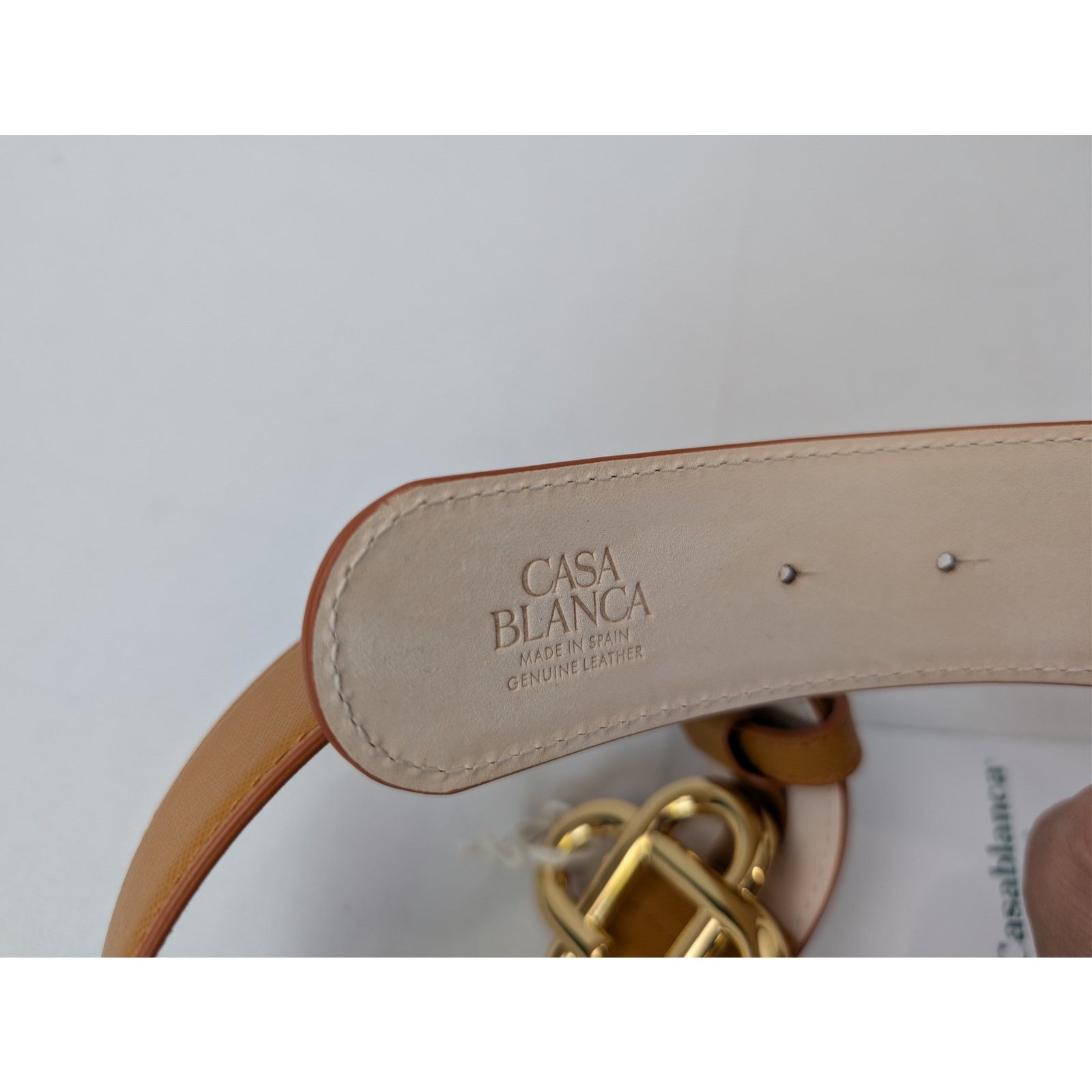 Casablanca o1rshd1 Size: 105cm / Men's Leather CC Logo Buckle Belt Tan Size 42 - 4 Thumbnail