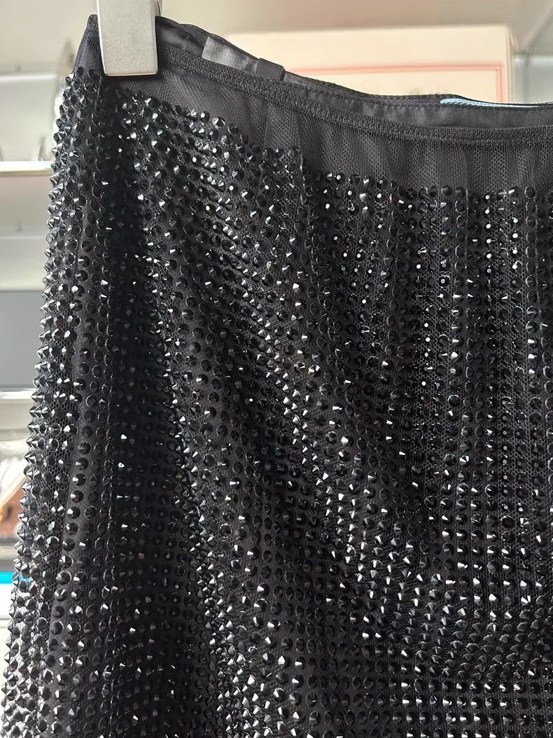 Prada Prada Black mesh full diamond half-length skirt 2501-Nextar Size 26" / US 2 / IT 38 - 7 Thumbnail