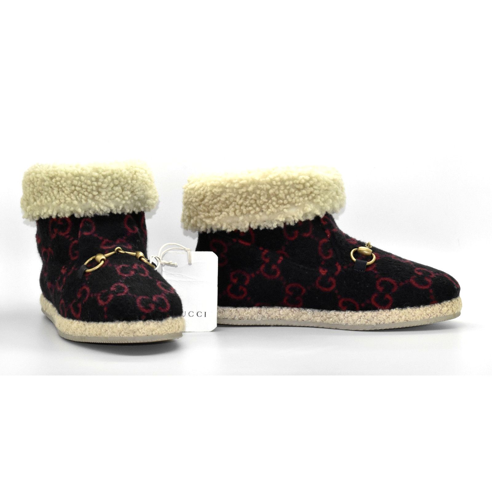 Gucci GUCCI Fria Lamb Shearling GG Pattern Ankle Boots Size 5/35 Size US 5 / IT 35 - 1 Thumbnail