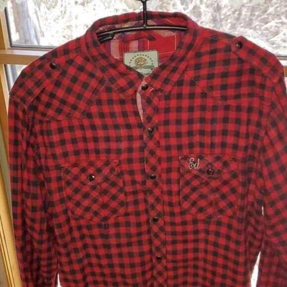 Ed Hardy Ed Hardy Embroidered Skull & Eightball Red Plaid Casual Butt Size US L / EU 52-54 / 3 - 2 Thumbnail