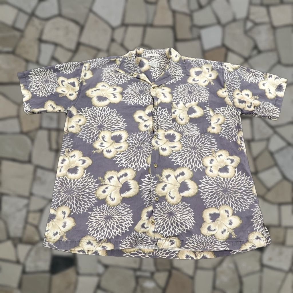 Vintage VINTAGE Splatt Men's Shirt Large Cotton Hawaiian Floral Short Sleeve Surfer Y2K Blue Gray Size US L / EU 52-54 / 3 - 1 Thumbnail