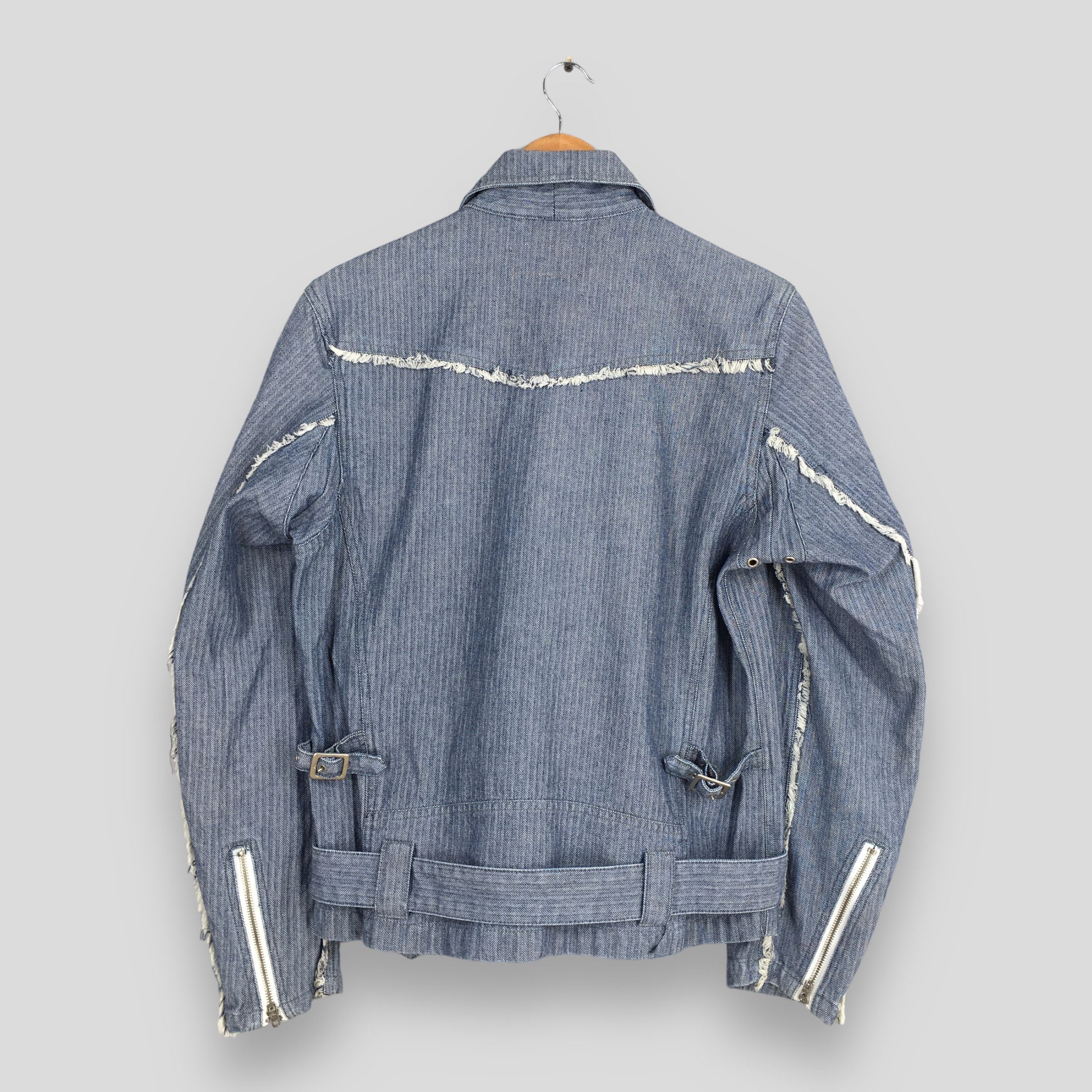 Harley Davidson Vintage Motorcycle Herringbone Stripes Blue Denim Jacket Size US L / EU 52-54 / 3 - 6 Thumbnail