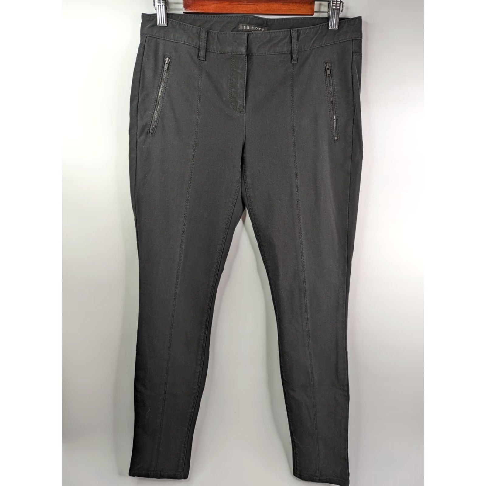 Theory Theory Black Pants Slim Fit Stretch Zip Pockets Womens Size 8 Cotton Blend Skinny Dress Pants Ankle Zip Regular Dept Women 8 Pants Size 30" / US 8 / IT 44 - 2 Thumbnail