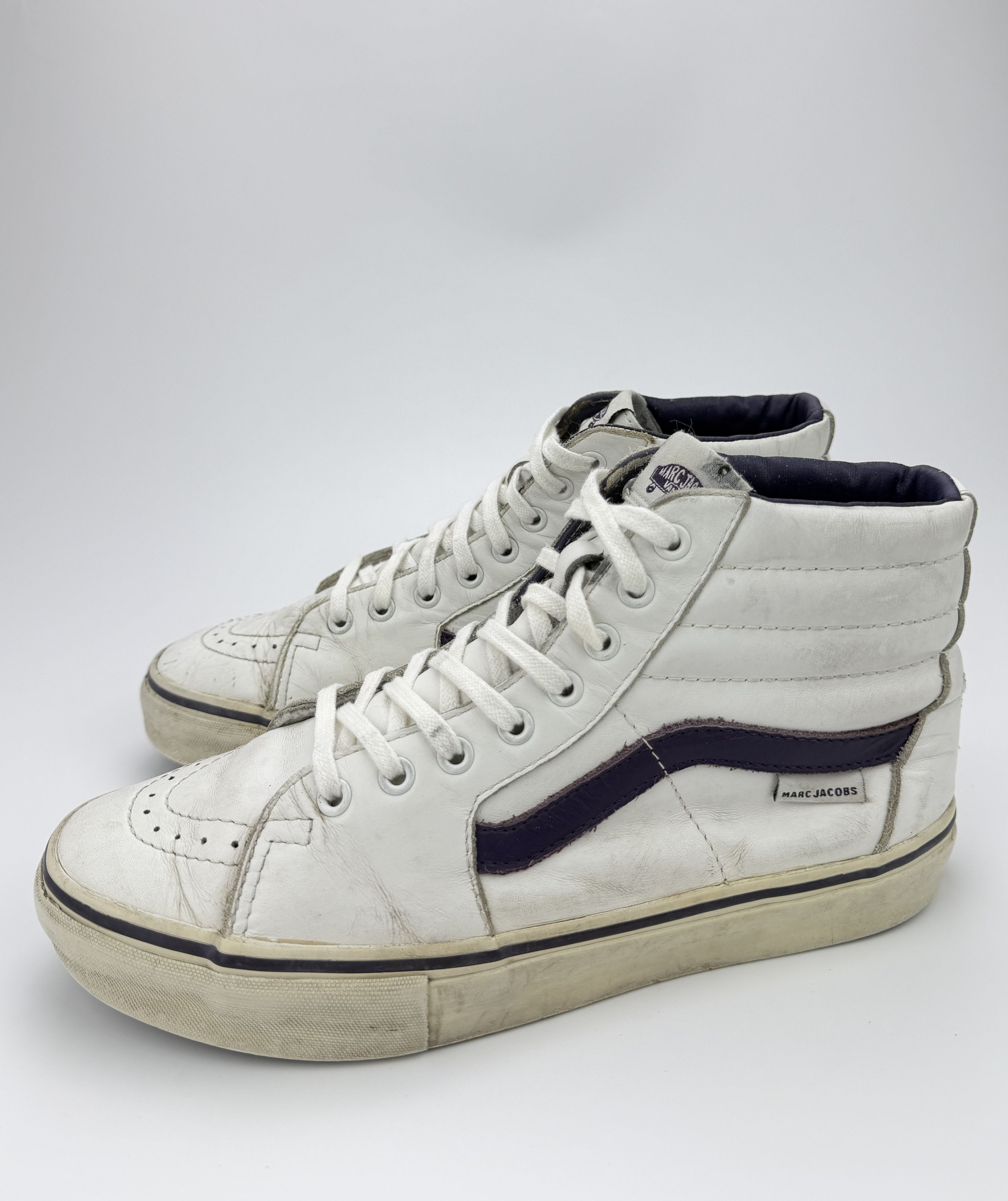 Marc Jacobs × Vans Vans Marc Jacobs White Leather Mid Sneakers Shoes Size US 9 / EU 42 - 3 Thumbnail