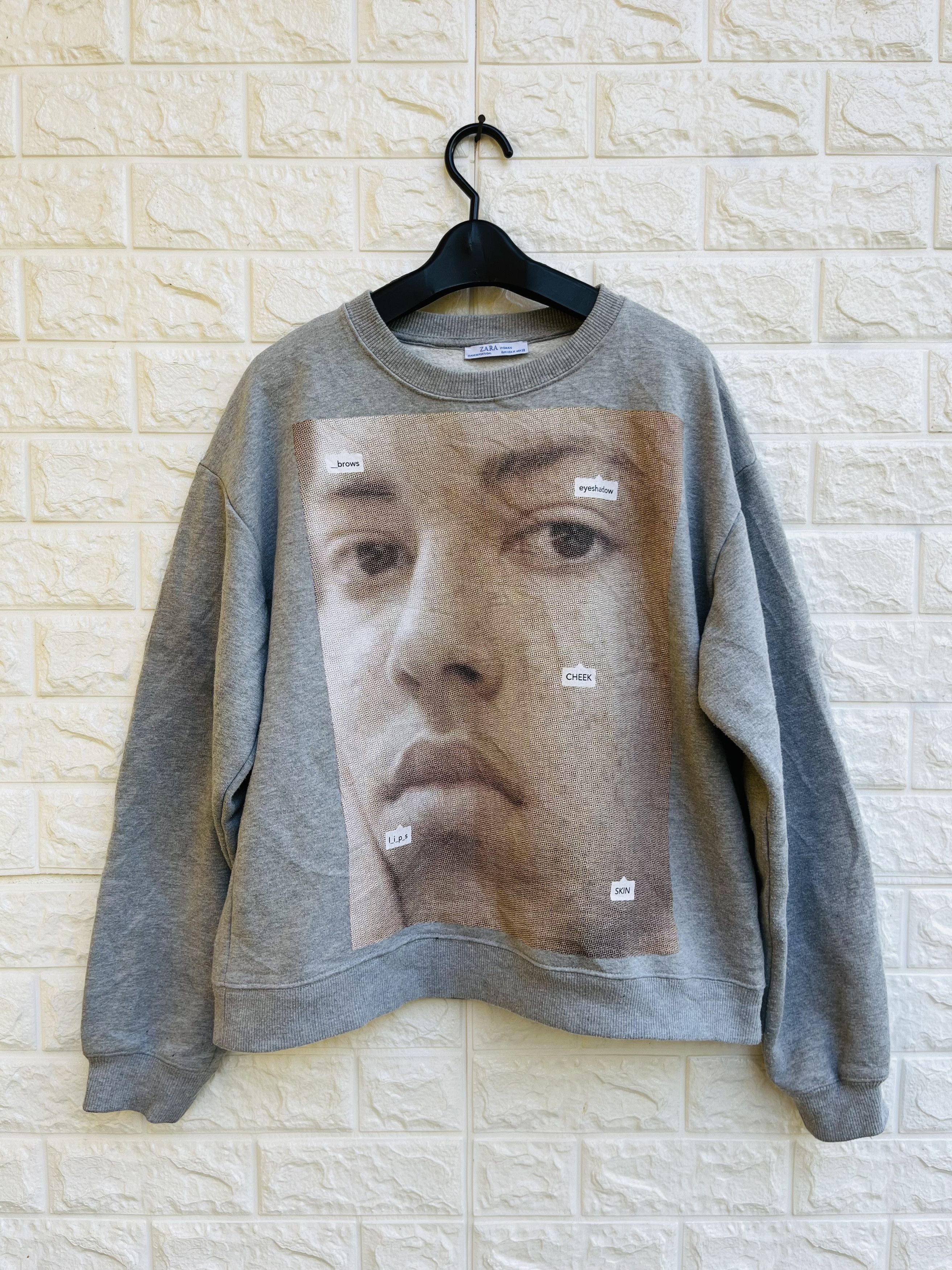 image of Vintage Zara Big Face Japanese Designer Fashion Style in Grey, Men's (Size Medium)