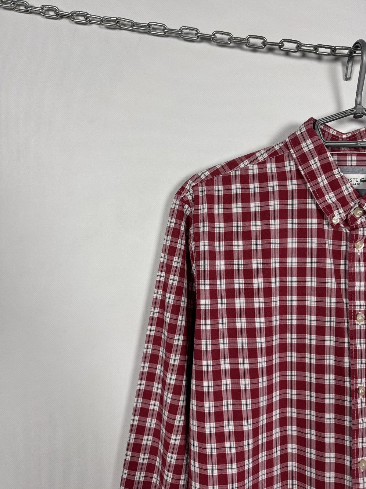 Lacoste Men’s Lacoste Long Sleeve Plaid Shirt Button Up Regular Fit Size US XL / EU 56 / 4 - 3 Thumbnail