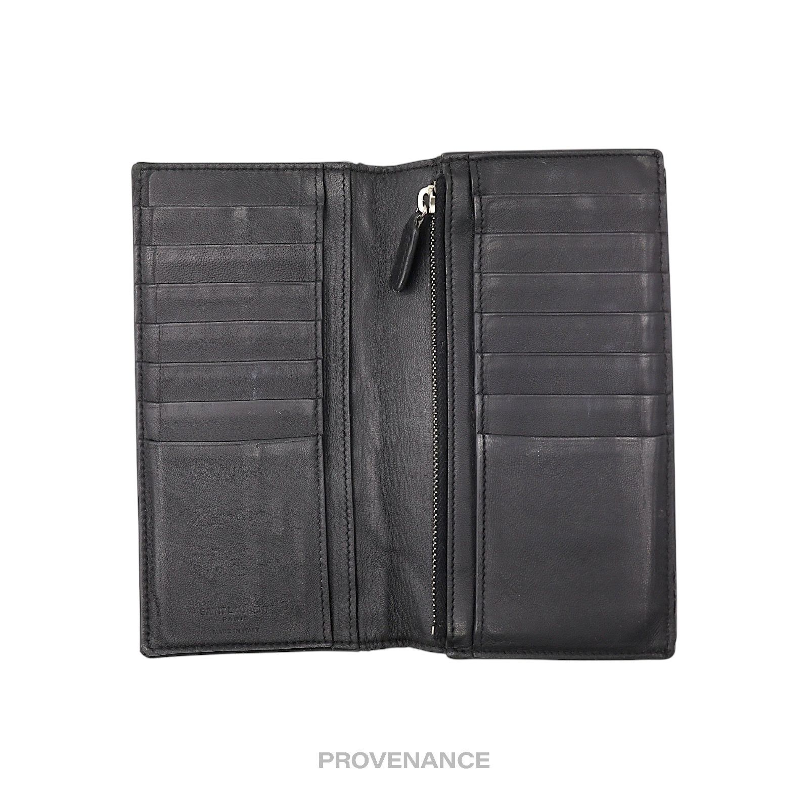 🔴 Saint Laurent Paris SLP Long Wallet - Black Croc Leather