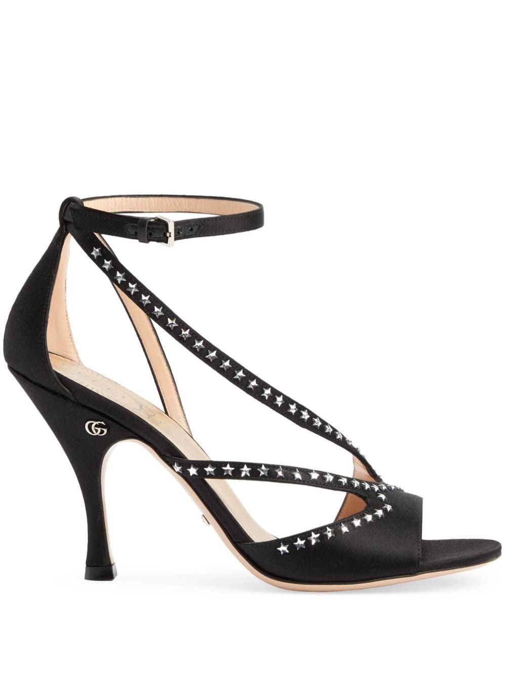 image of Gucci Star Embellished Double G Sandals Size 40 in Black, Women's