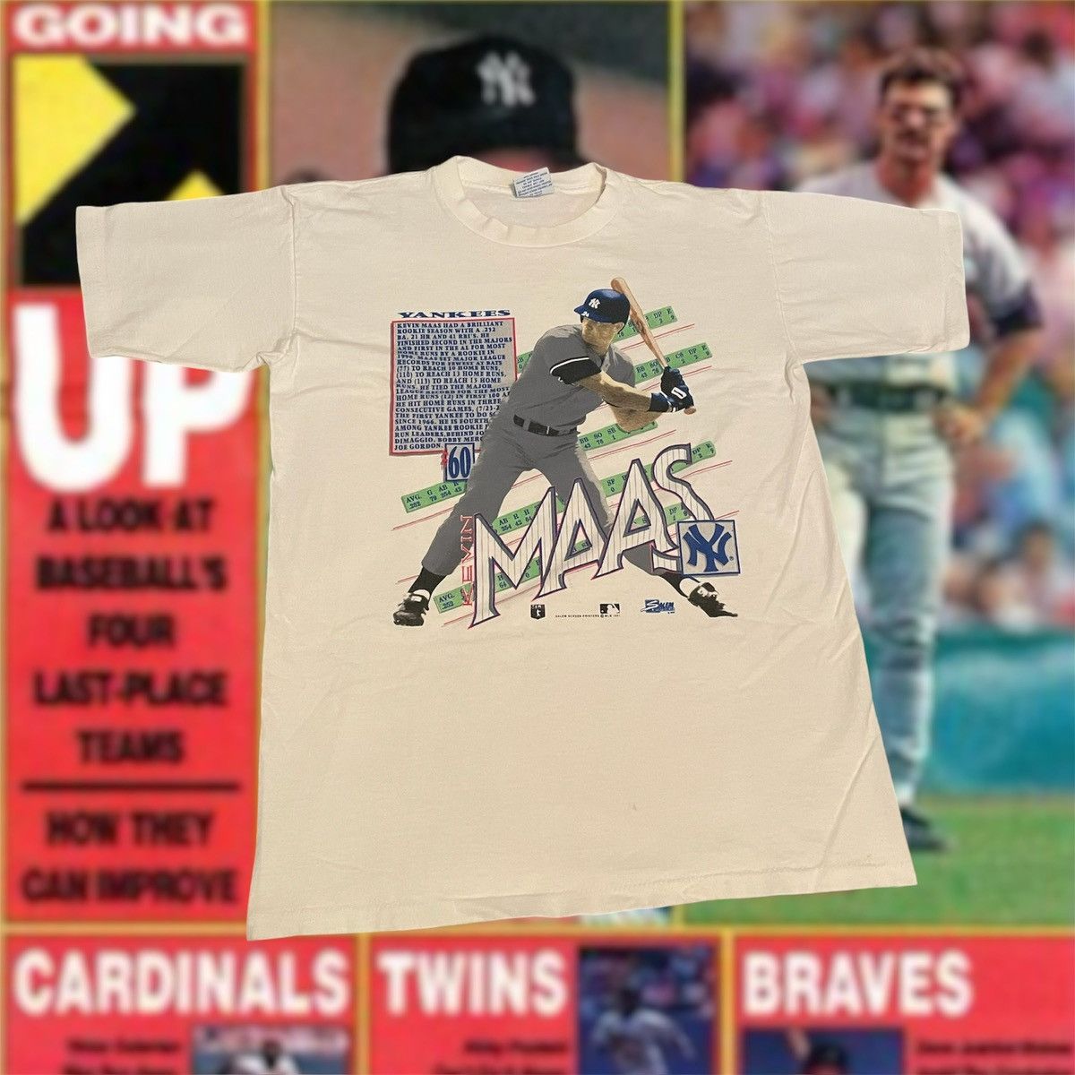 MLB × Salem Sportswear × Vintage Vintage MLB 1991 Kevin Maas New York Yankees Baseball Tee Size US L / EU 52-54 / 3 - 1 Thumbnail