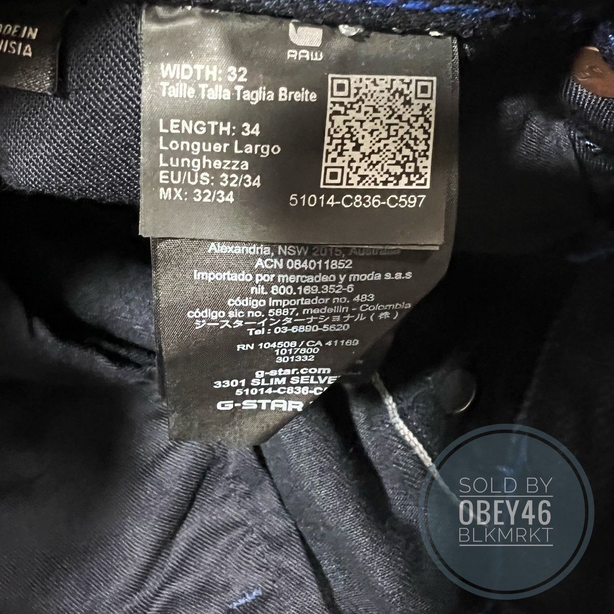 G-Star G Star Raw 3301 Slim Selvedge Worn in Bleak Jeans Size US 32 / EU 48 - 6 Thumbnail