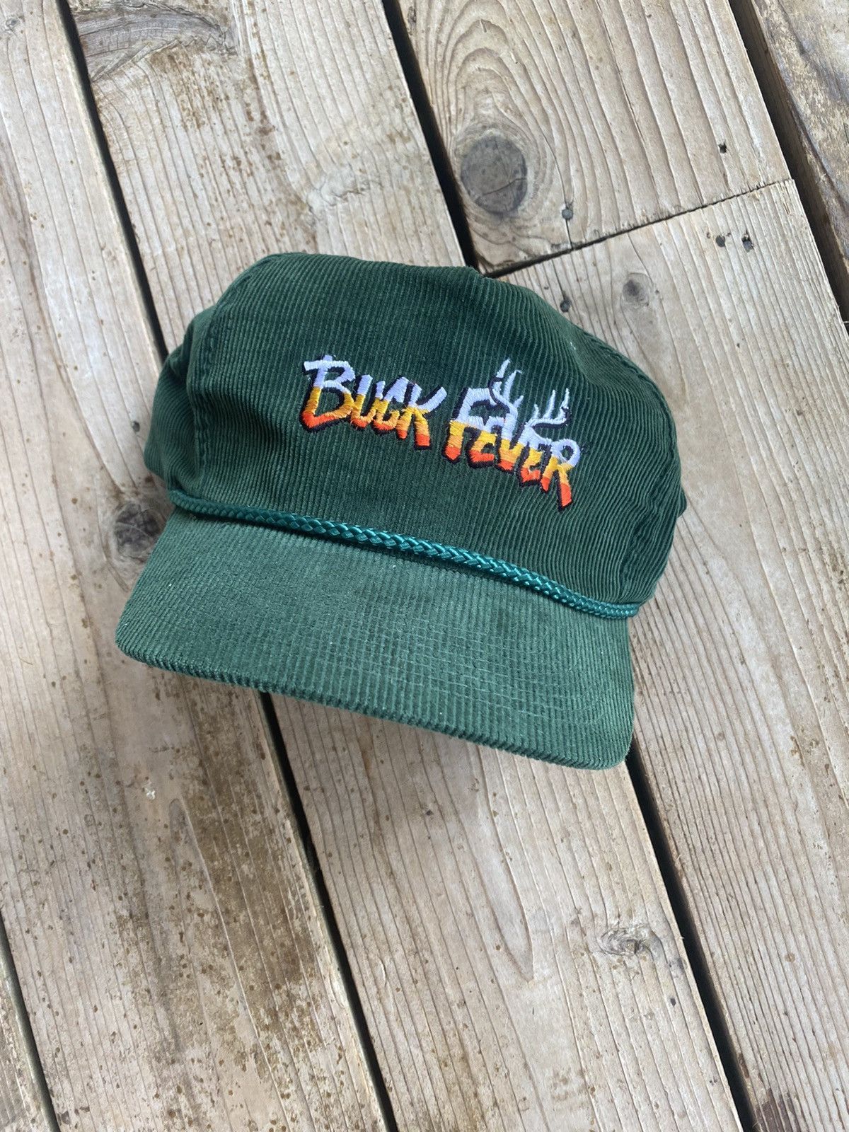 Vintage Vintage Forest Green “Buck Fever” Embroidered Corduroy Hat Size ONE SIZE - 2 Thumbnail