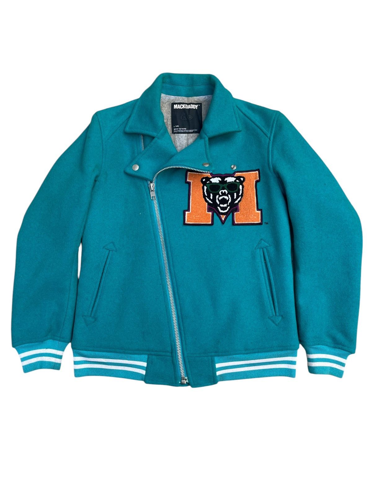 Japanese Brand × Vintage MACKDADDY Double Collar Wool Biker Jacket Aqua Blue L / LRG Size US M / EU 48-50 / 2 - 1 Thumbnail