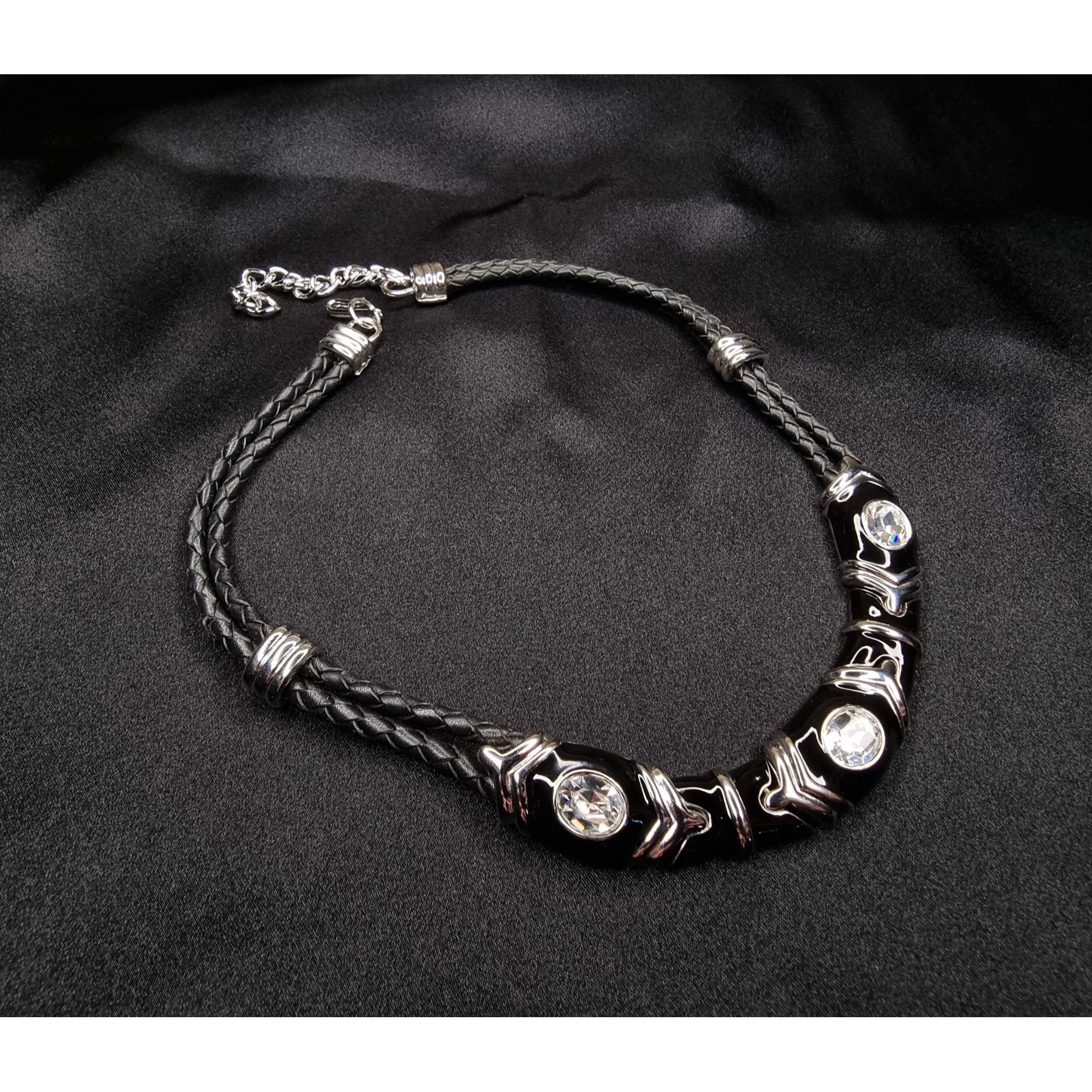 Vintage Vintage Nolan Miller Black Braided Double Strand Necklace Wi Size ONE SIZE - 1 Thumbnail