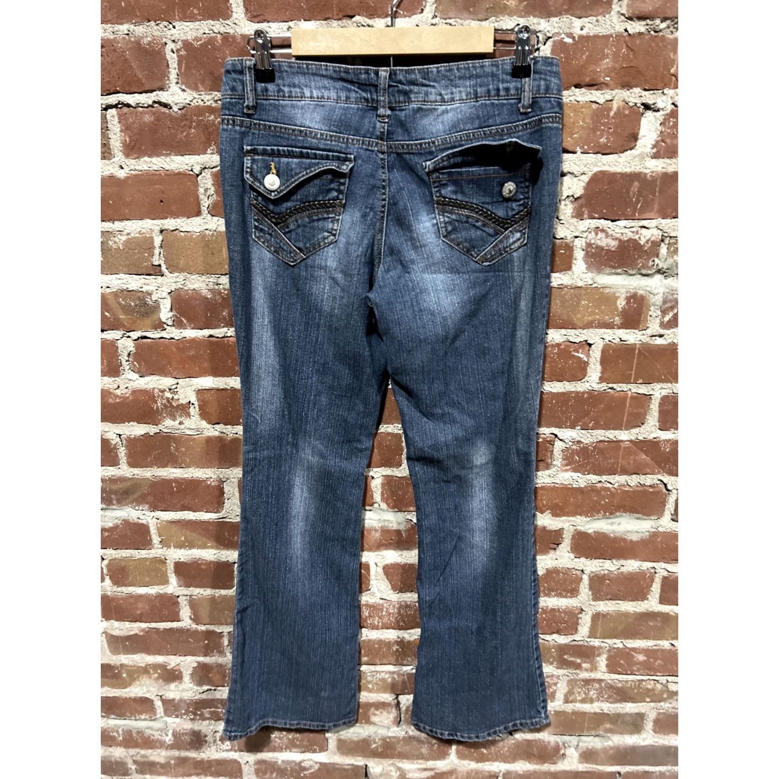 Vintage LEI Jeans Flared Denim 9 Juniors Y2K Boho Mid Rise 31in Inseam 5-Pocket Blue Women Size 30" / US 8 / IT 44 - 4 Thumbnail
