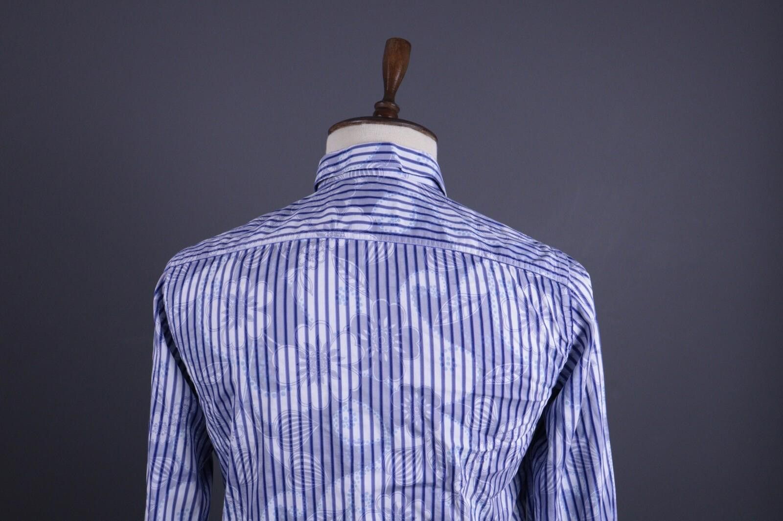 Desigual Desigual Blue Stripe Regular Allover Print Shirt Size M Size US M / EU 48-50 / 2 - 10 Thumbnail