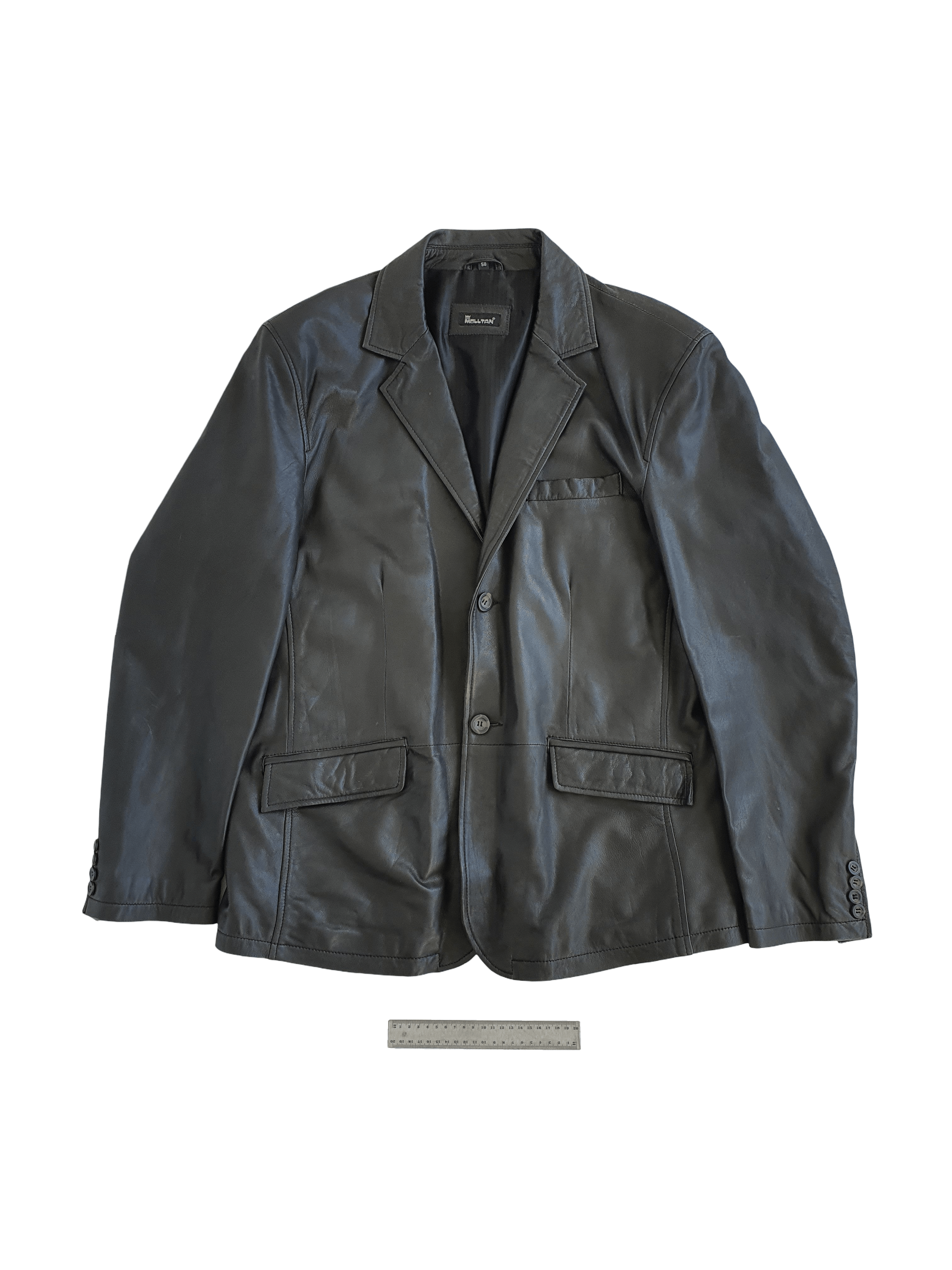 MOLLTAN (Sweden) - Black Leather Blazer Jacket