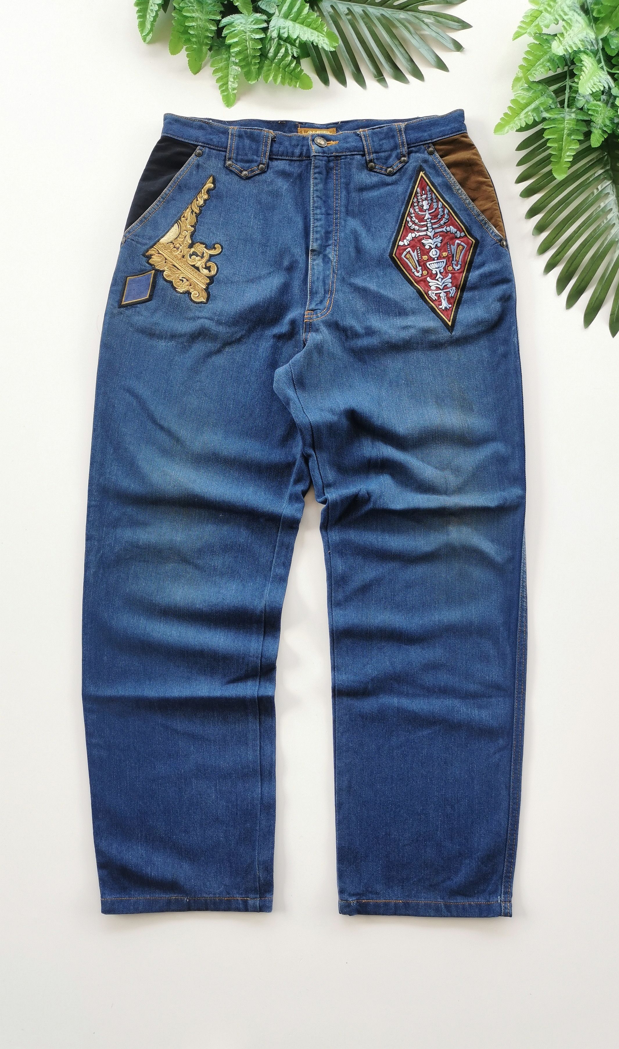Lancel Vintage Lancel Paris Patches Rayon Denim Jeans Size US 33 - 1 Thumbnail