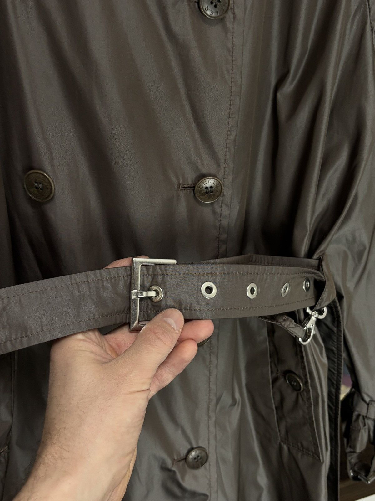Moncler Vintage Moncler Double Breasted Belted Trench Coat Size L / US 10 / IT 46 - 8 Thumbnail