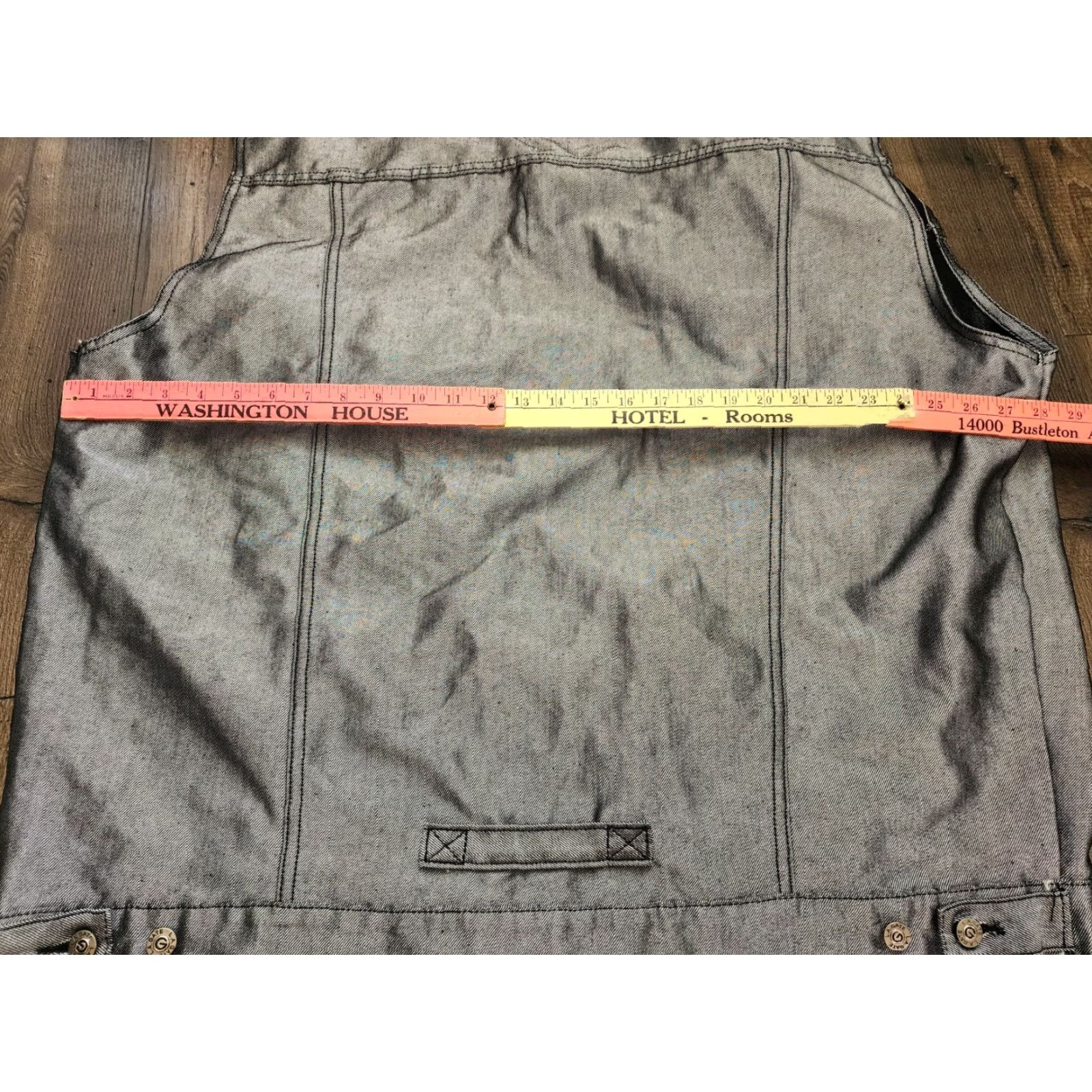 Denime VINTAGE LA 90s Men's 3X Denim Jean Vest Black Cotton Blend Button Up Casual Winter WW2 Theme Size US 39 - 2 Thumbnail