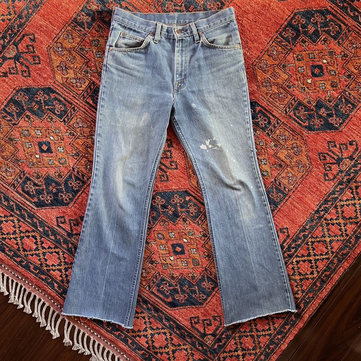 image of Vintage 70's Style Boot Cut Jeans in Blue, Men's (Size 30)