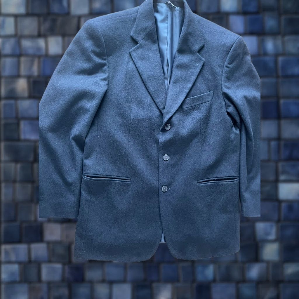 Vintage Rialto Coat Men 42 Wool Cashmere Blend Wool Tweed Button Overcoat Italy Blazer Jacket Size 42R - 1 Thumbnail