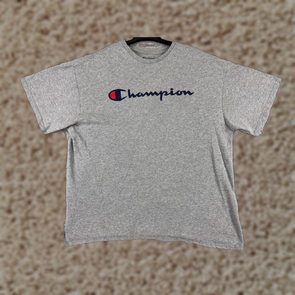 Champion Champion Shirt Mens XL Gray Cotton Logo Short Sleeve Crew Neck Athletic Size US XL / EU 56 / 4 - 1 Thumbnail