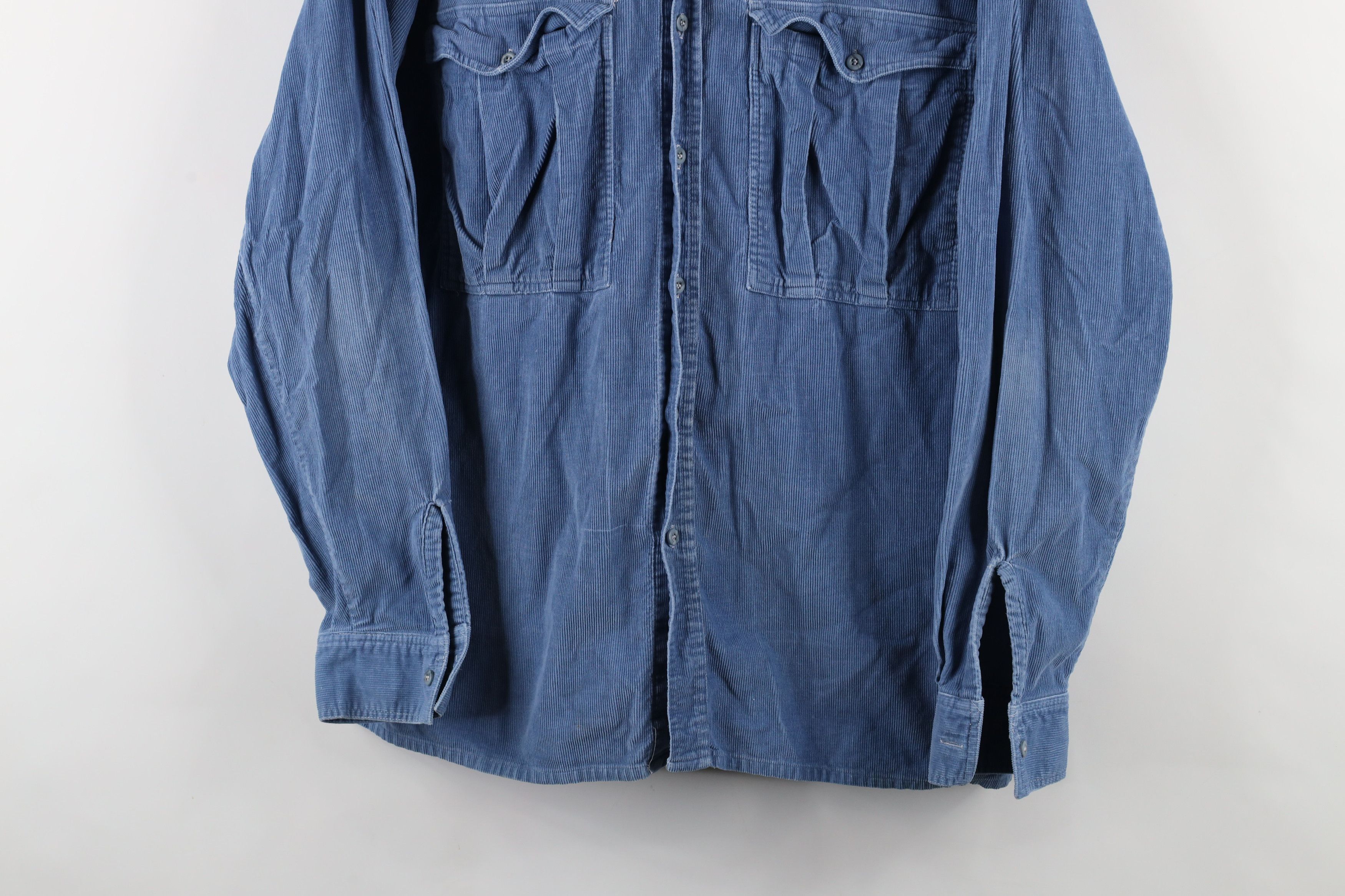 Levi's × Vintage Vintage 80s 90s Levis Military Corduroy Button Shirt Blue Size US L / EU 52-54 / 3 - 3 Thumbnail
