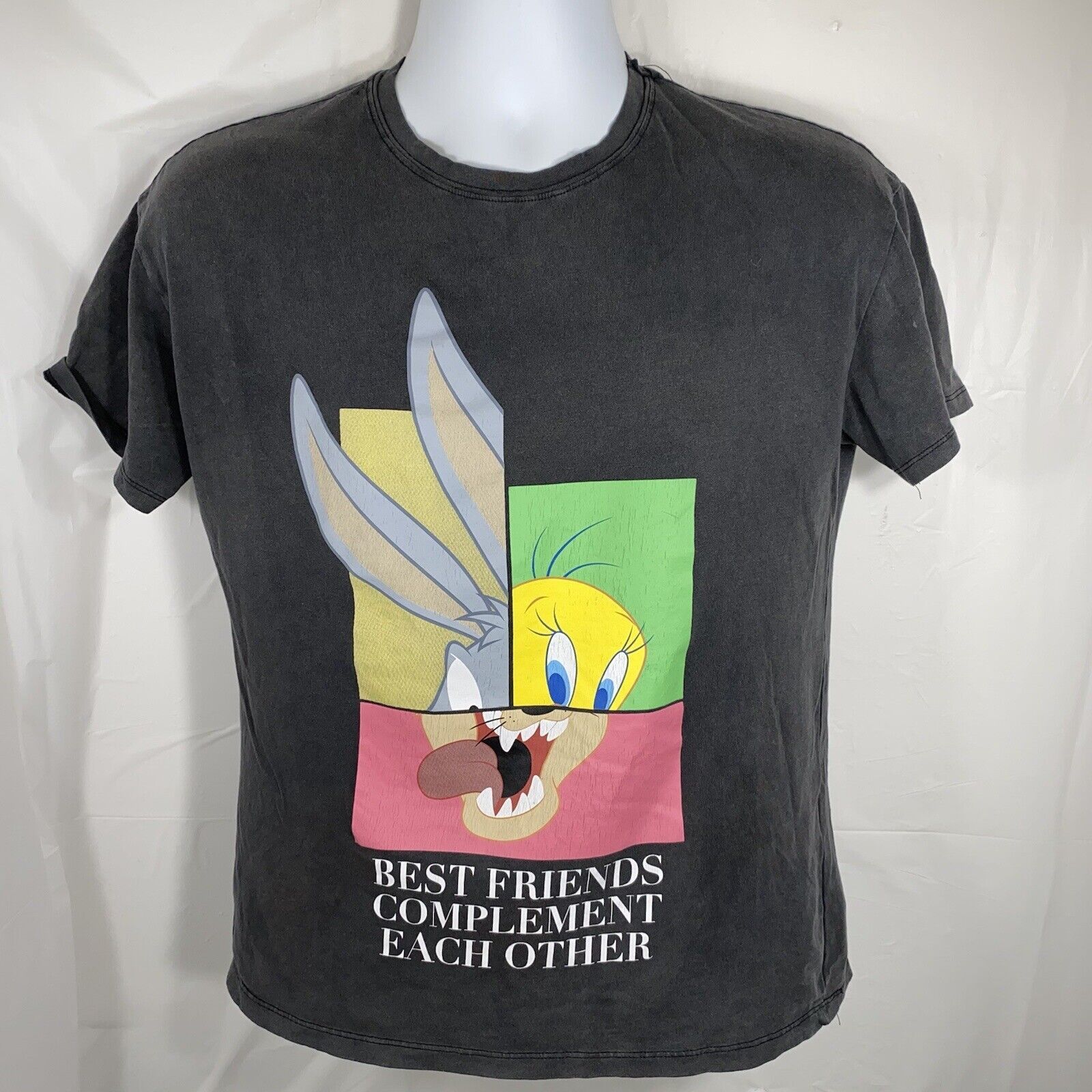 Zara Zara x Looney Tunes Small Best Friends Black Graphic T Shirt Size S / US 4 / IT 40 - 1 Thumbnail