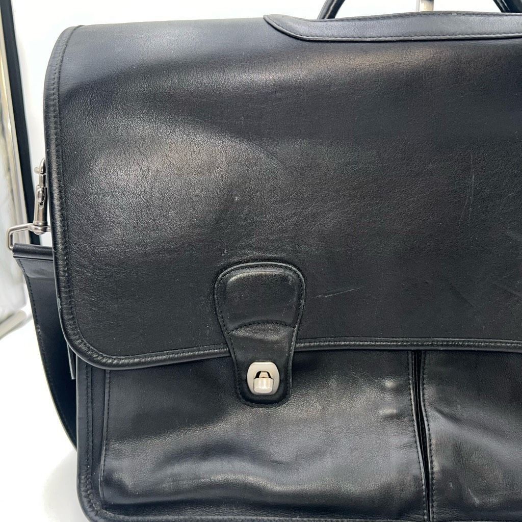Coach COACH PRESCOTT 90s Vintage BLACK LEATHER LAPTOP BRIEFCASE MESSENGER BAG WITH COA Size ONE SIZE - 2 Thumbnail