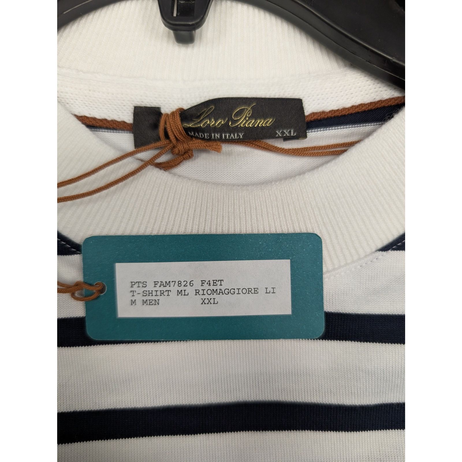 Loro Piana o1rshd1 Men's T-Shirt ML Riomaggiore in Black/White Size US XXL / EU 58 / 5 - 16 Thumbnail