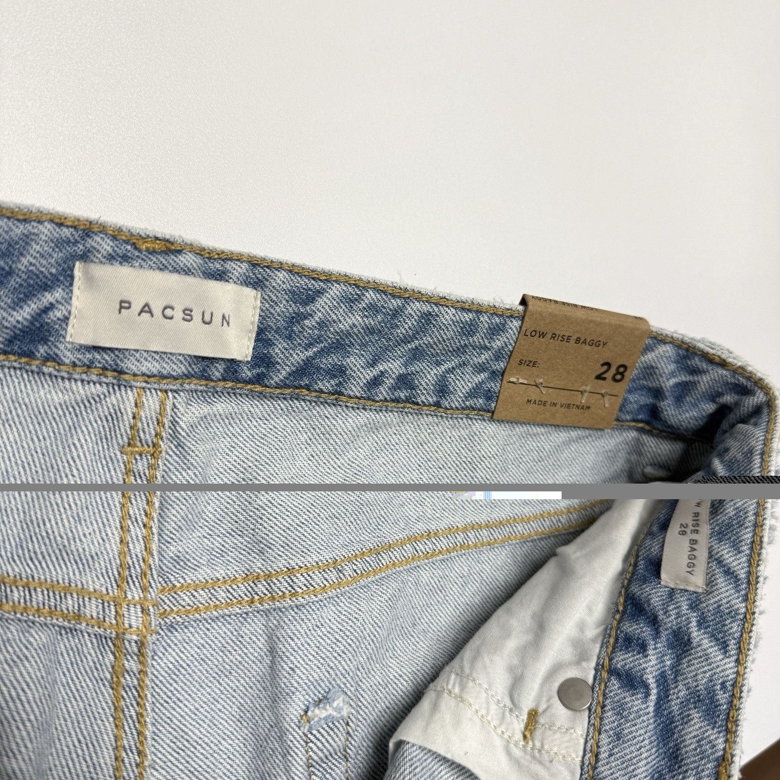 Pacsun PacSun Ripped Baggy Wide Leg Jeans Shiloh Light Blue Wash Si Size US 28 / EU 44 - 7 Thumbnail