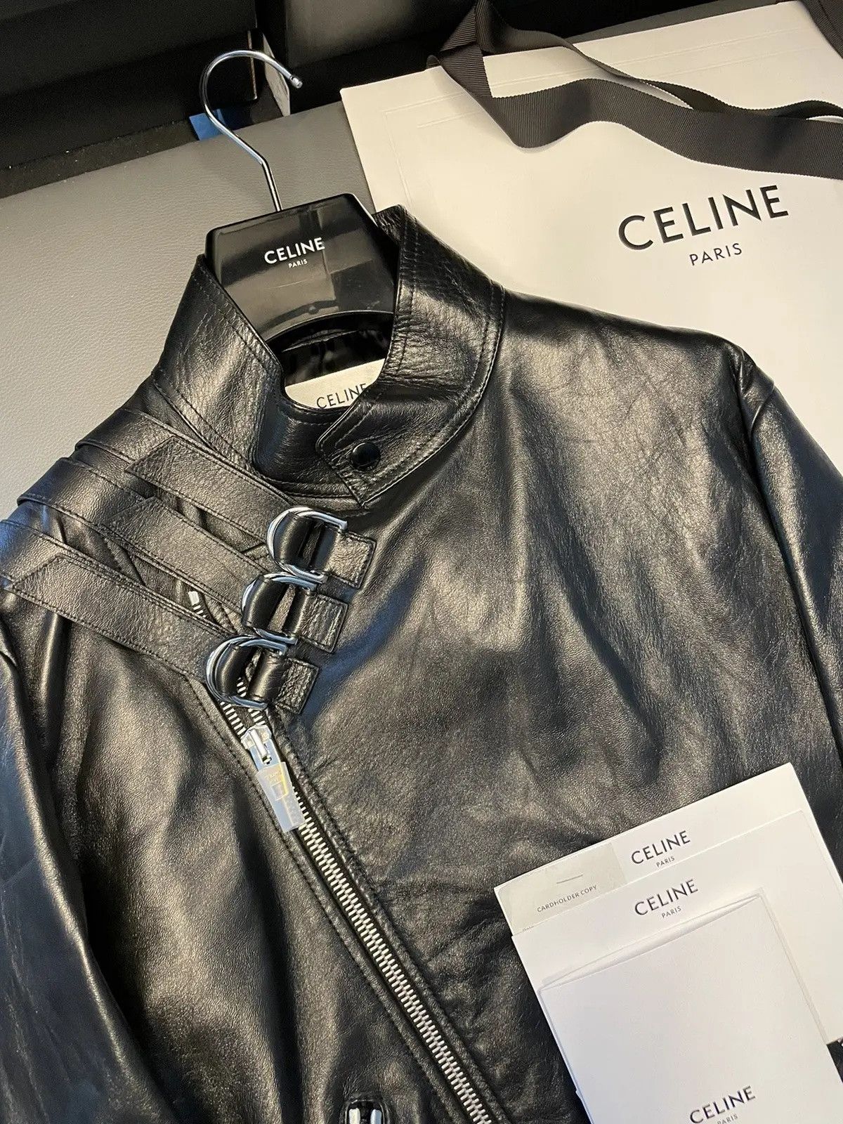 Celine × Hedi Slimane Rare Brand NEW Hedi Slimane Runway Sold Out Leather Jacket Size US M / EU 48-50 / 2 - 22 Thumbnail