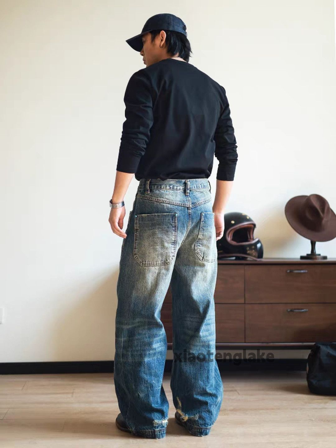 Jean xtl washed faded loose baggy hiphop carpenter jeans Size US 34 / EU 50 - 5 Thumbnail