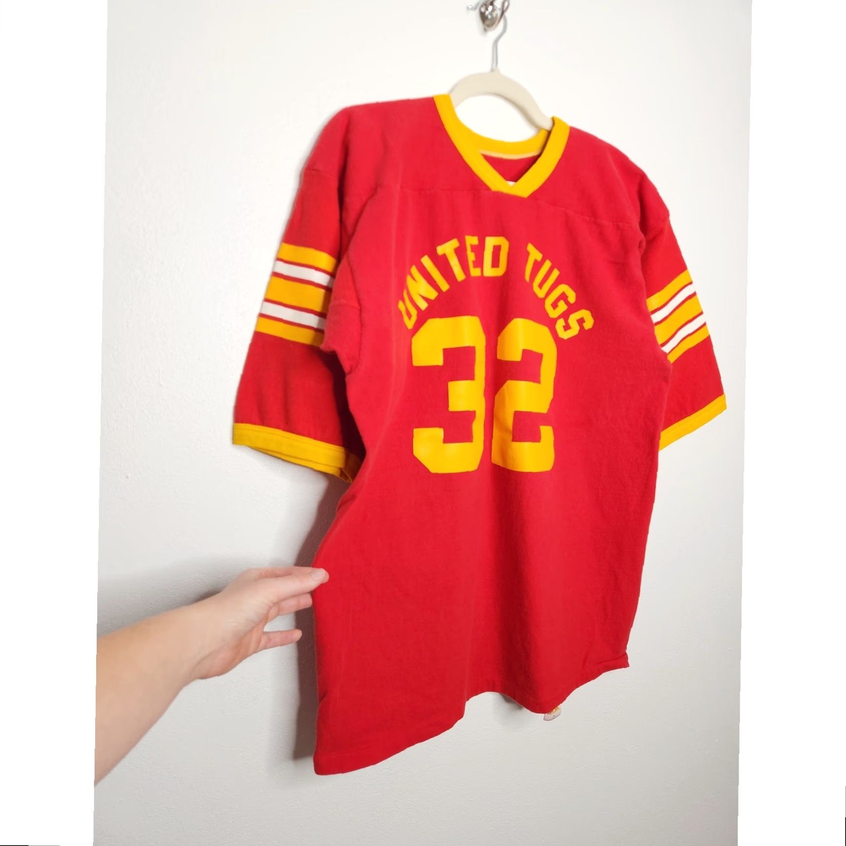 Russell Athletic VINTAGE Russell Athletic Shirt Unisex Adults XL Red Thick Jersey Stripe 70s Size US XL / EU 56 / 4 - 2 Thumbnail