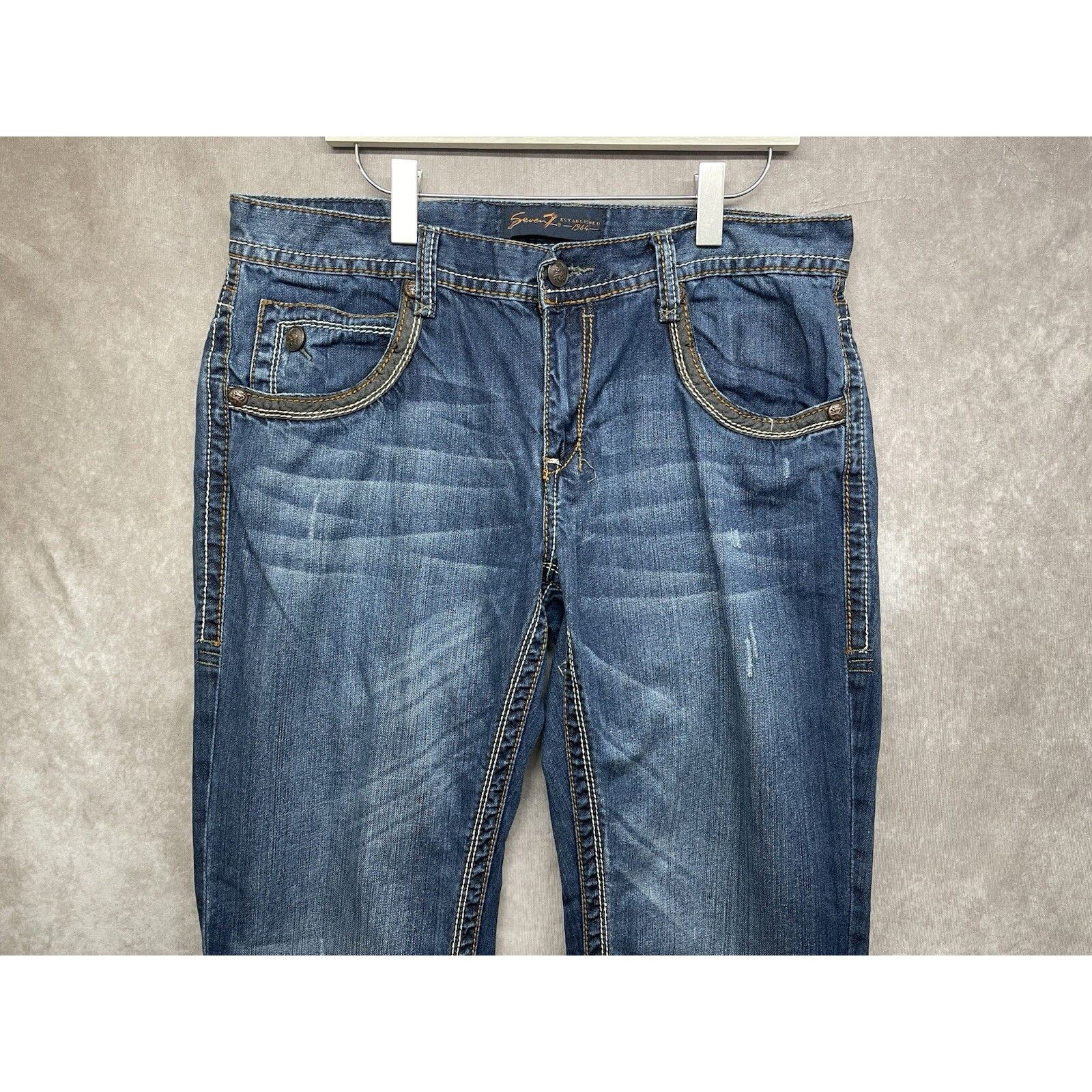 Other Seven 7 Jeans Mens Size 36x34 Premium Blue Denim Flap Pocket Size US 36 / EU 52 - 2 Thumbnail