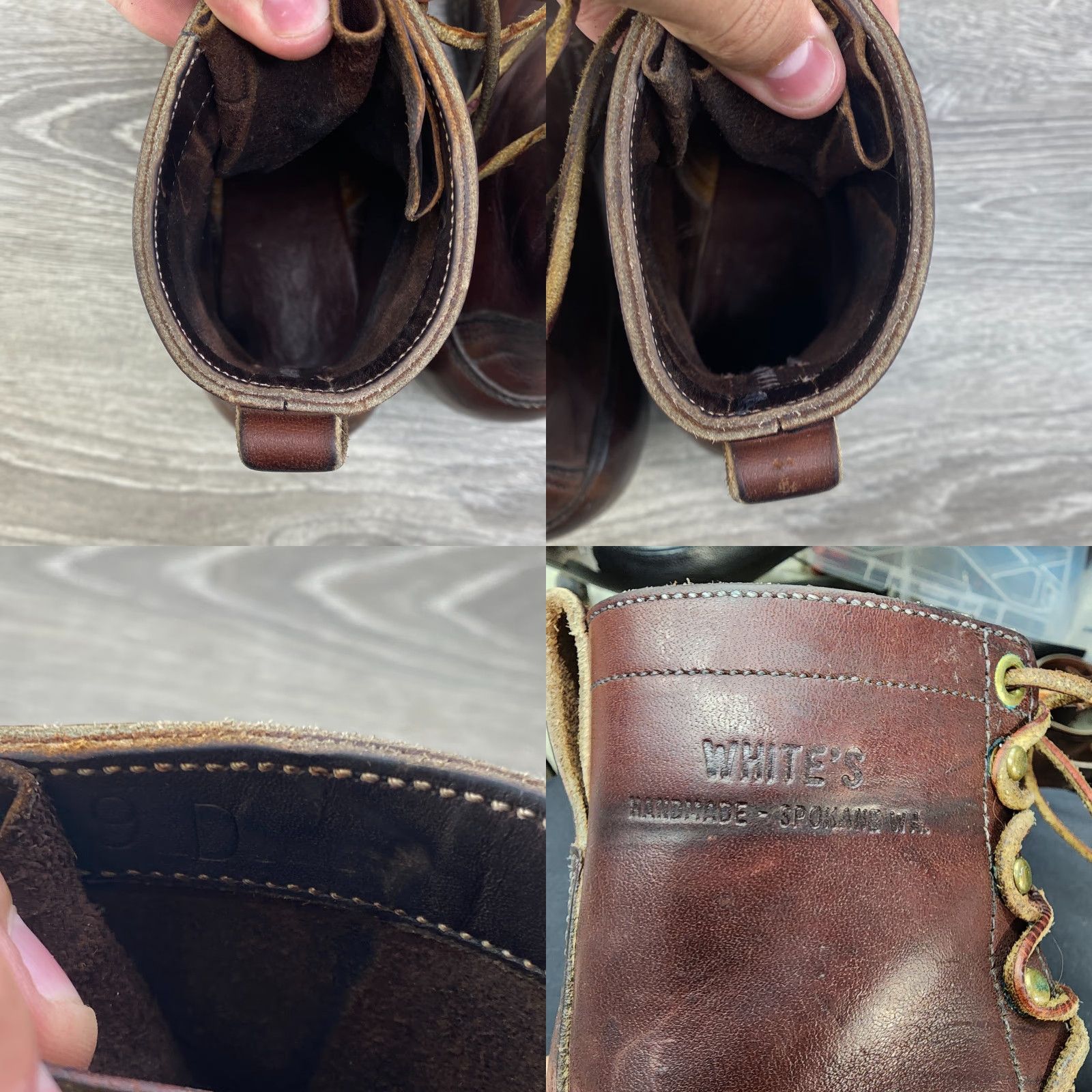 Vintage Whites Handmade Mens 9 D Brown Leather Boots Logger Packer Lace Up Vibram Sole - Workwear Boots Size US 9 / EU 42 - 8 Thumbnail