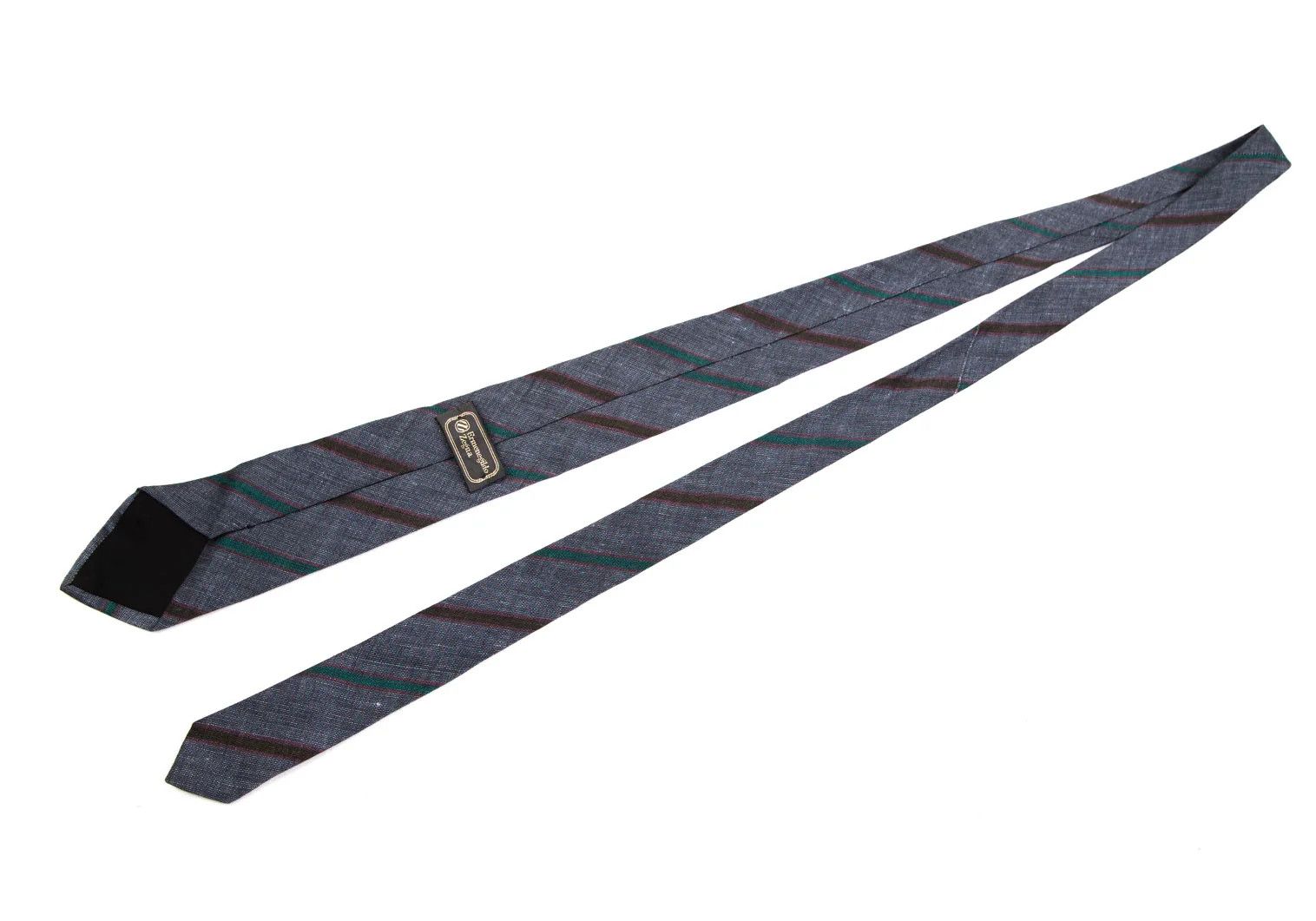 Dries Van Noten Linen-Silk Bias Stripe Tie in Navy and Others Size ONE SIZE - 4 Thumbnail