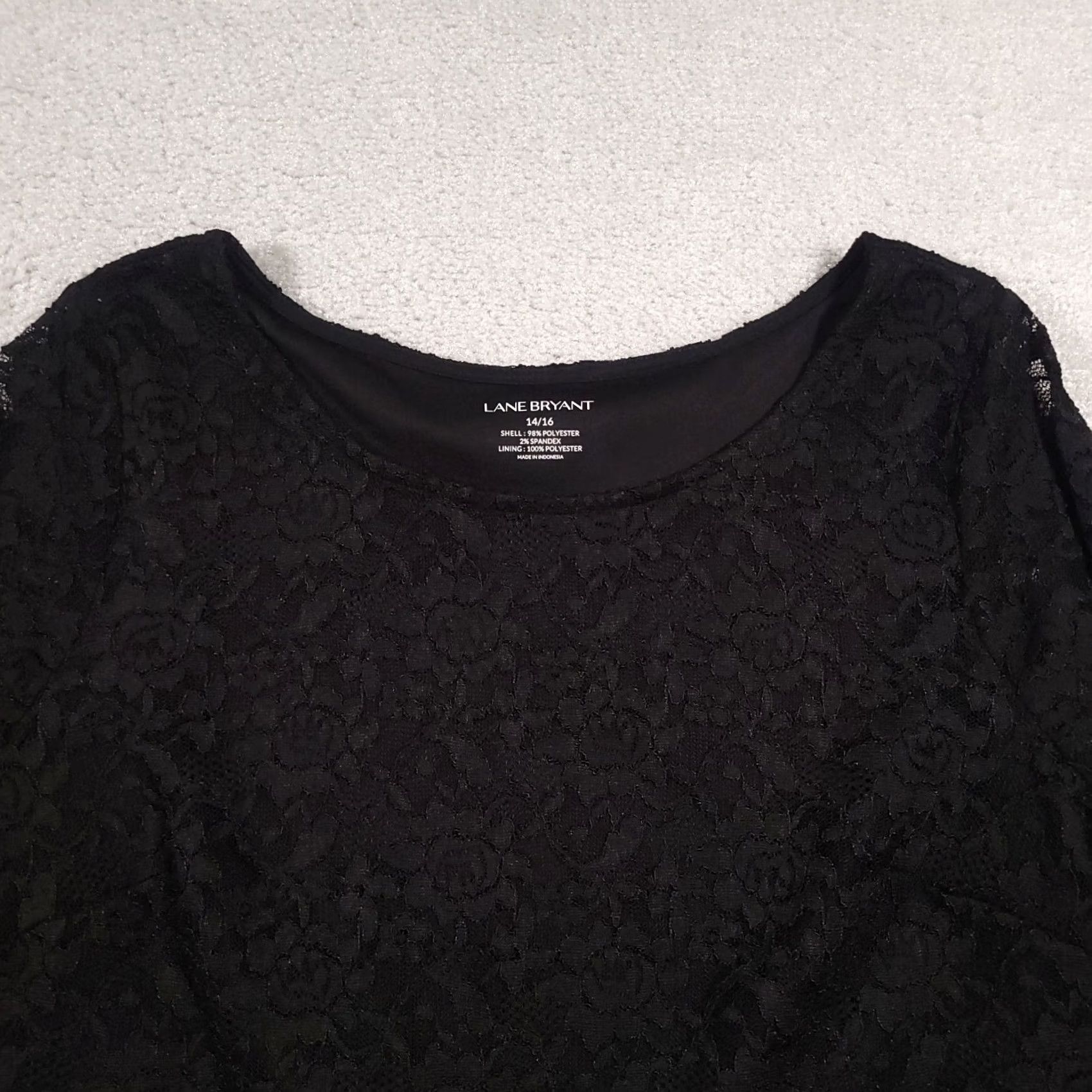 Vintage Lane Bryant Lace Top Blouse Shirt Womens 14/16 Black Floral Cropped Lined Size XXL / US 16-18 / IT 52-54 - 3 Thumbnail