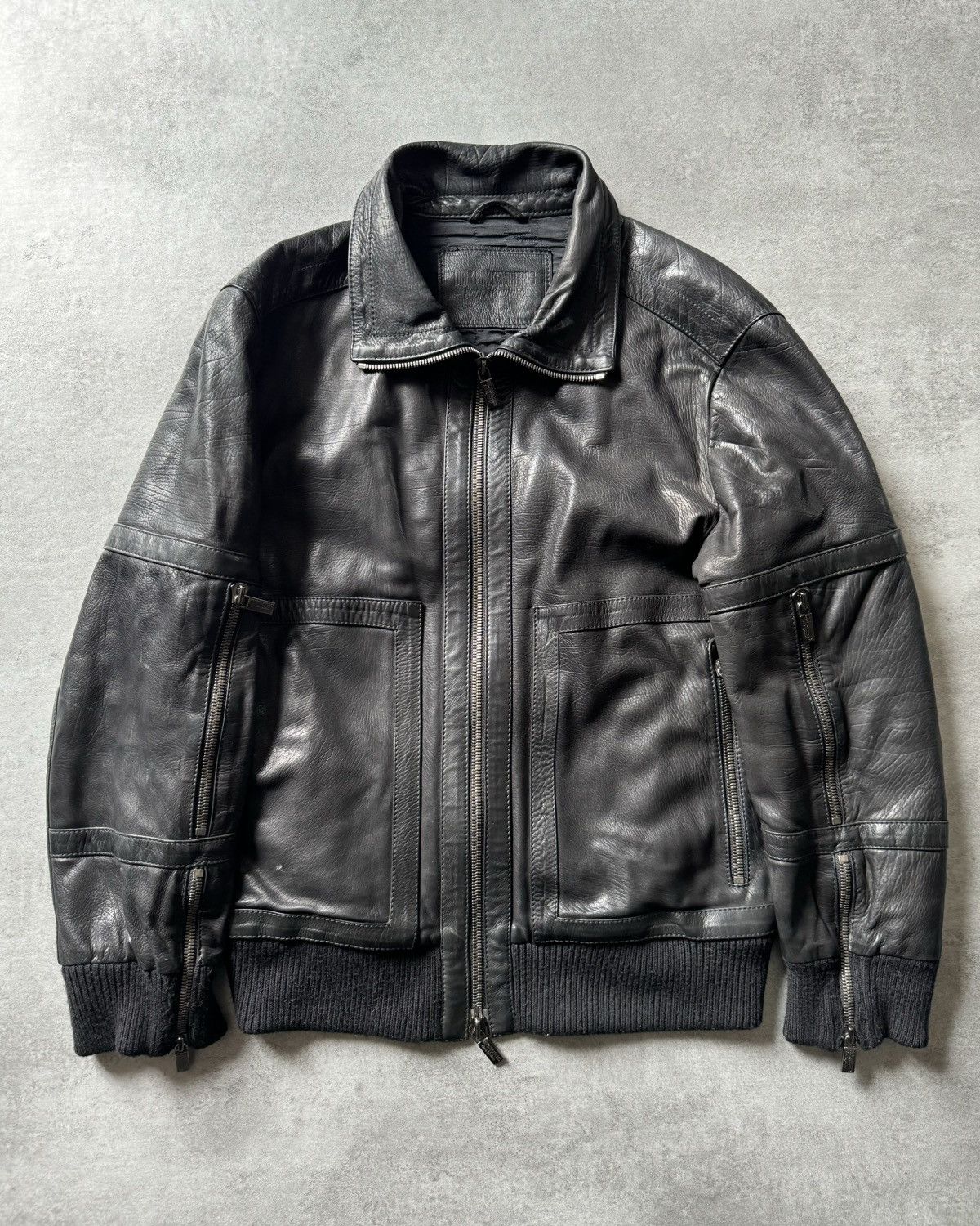 image of Archival Clothing x Dirk Bikkembergs 2000S Dirk Bikkembergs Multi Zips Biker Black Leather Jacket (