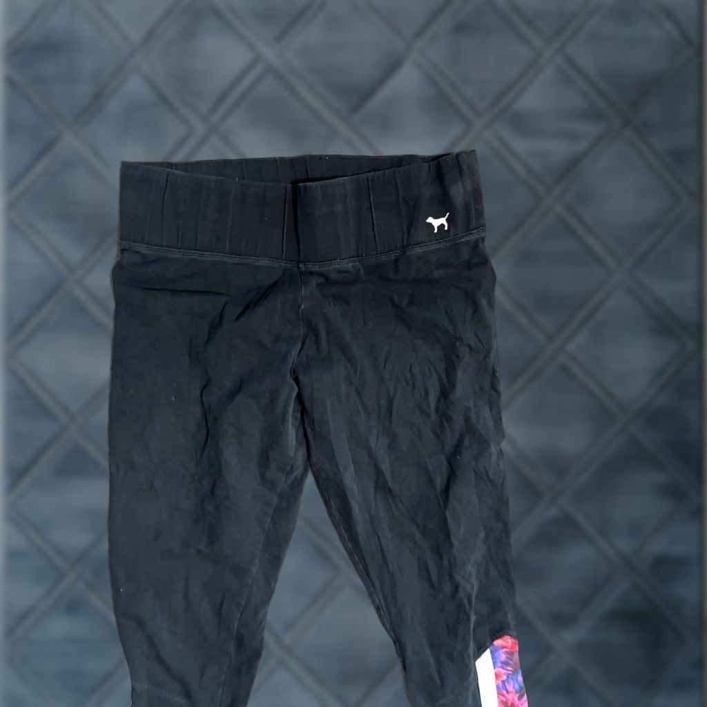 Victoria's Secret Victoria's Secret Pink Yoga Black Ribbed Athletic Legging Women's Size L Size 36" / US 14 / IT 50 - 1 Thumbnail