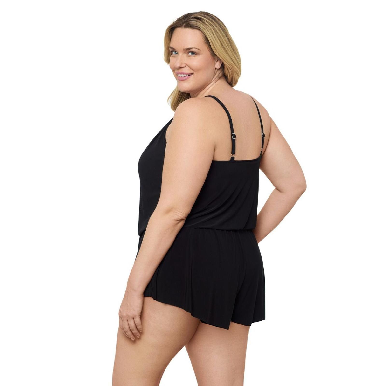 Unknown London Aqua Green 16W Black Sleeveless Romper Adjustable Straps Size ONE SIZE - 2 Thumbnail