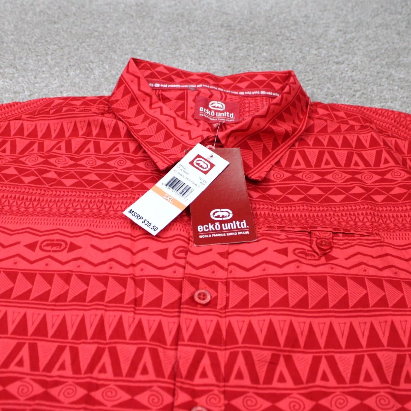 ECKO Unltd. Hawaiian Button-Up Shirt Mens 3XL Red 90s Cotton Short Sleeve NWT