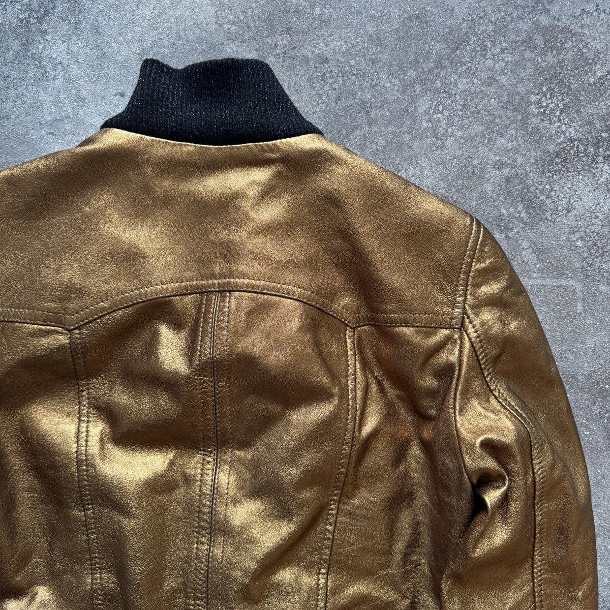 Dolce & Gabbana D&G Dolce & Gabbana Vintage Gold Leather Bomber Jacket Size M / US 6-8 / IT 42-44 - 12 Thumbnail